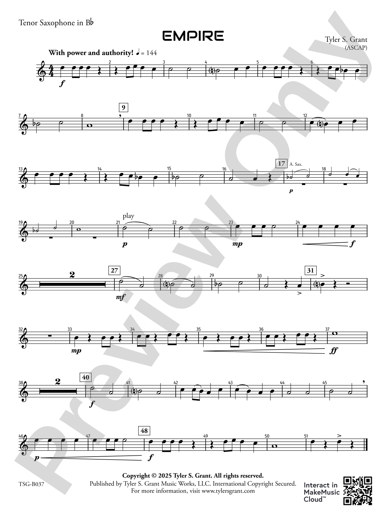 Empire: Tenor Saxophone in B-flat