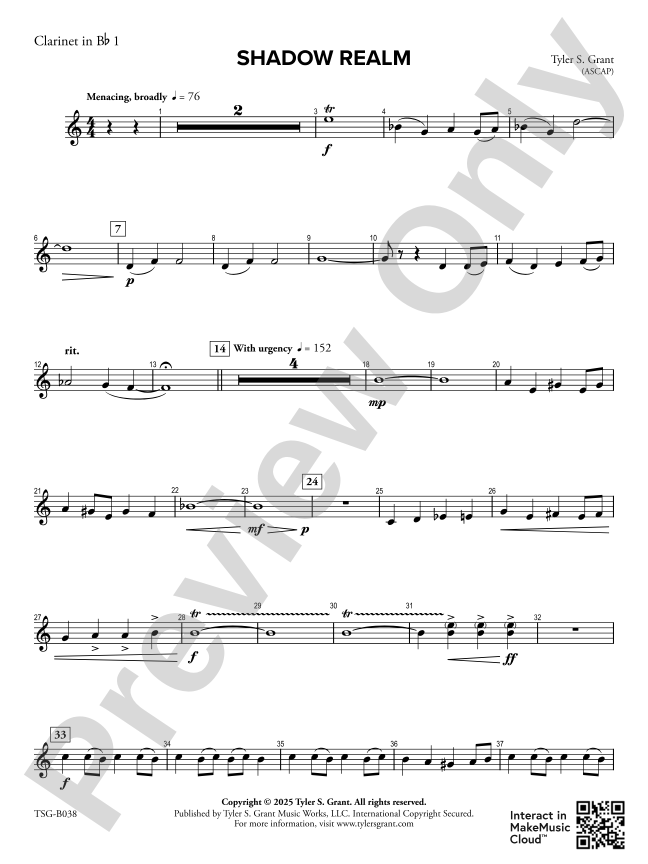 Shadow Realm: 1st Clarinet in B-flat