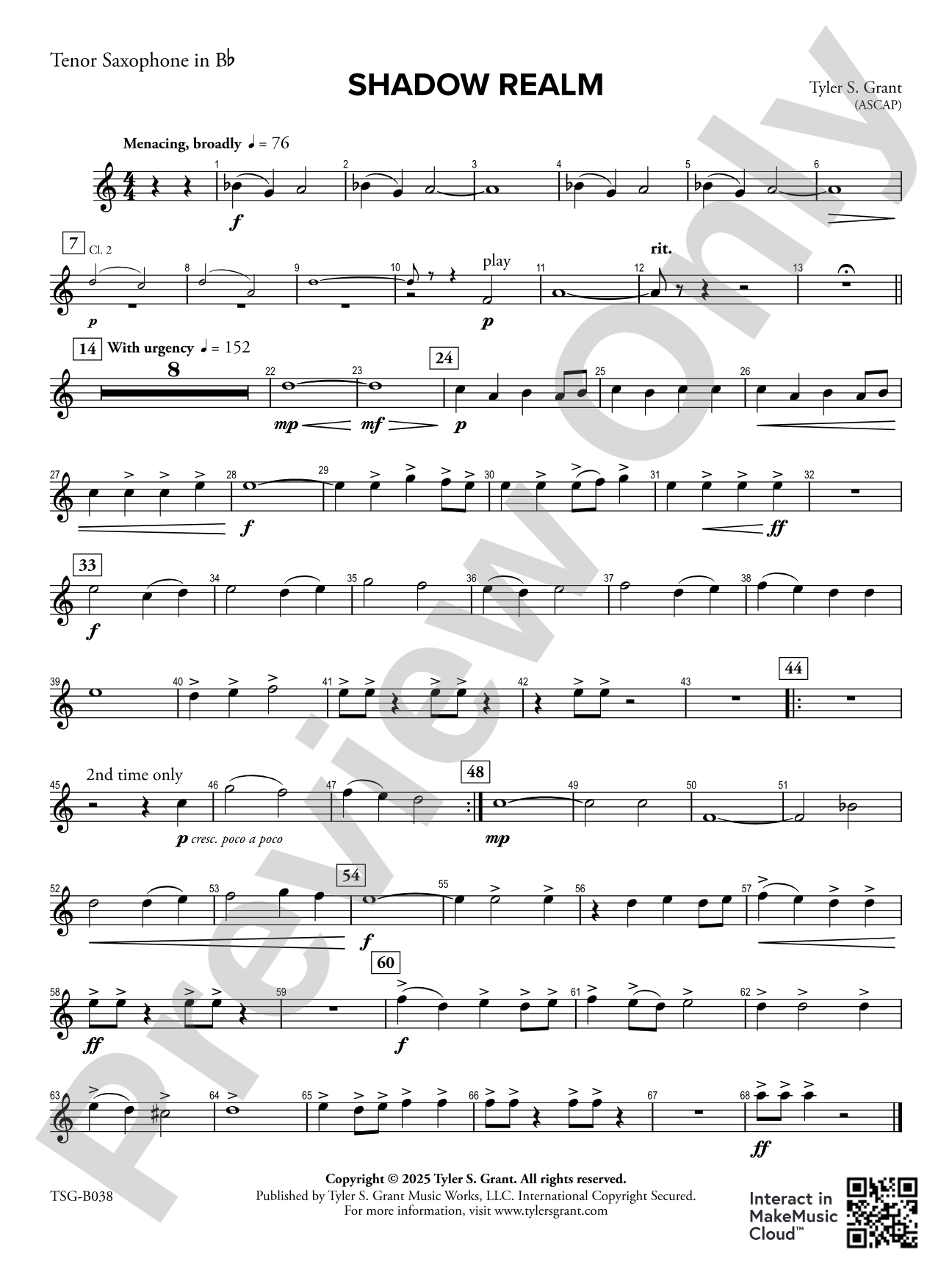 Shadow Realm: Tenor Saxophone in B-flat