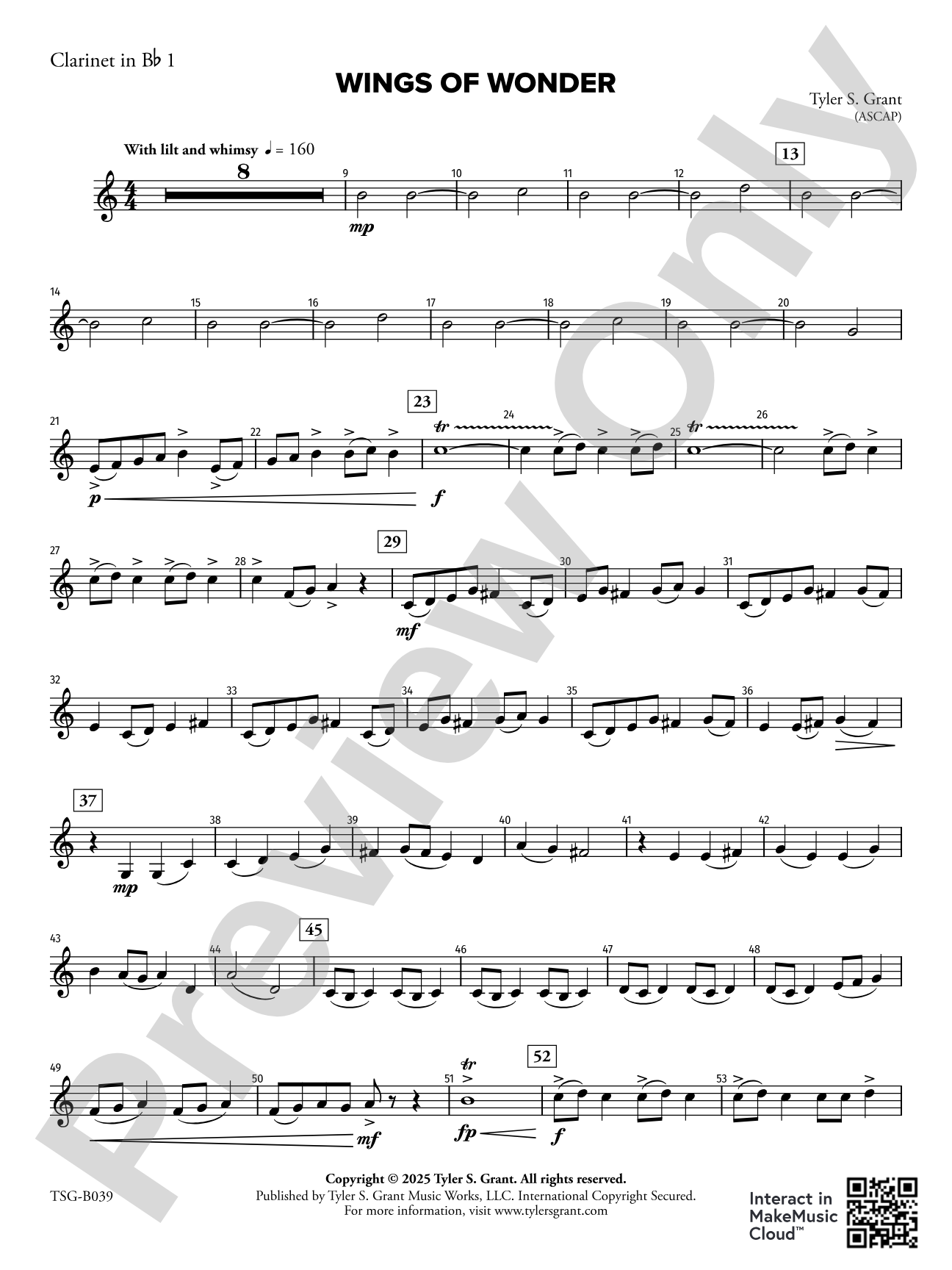 Wings of Wonder: 1st Clarinet in B-flat