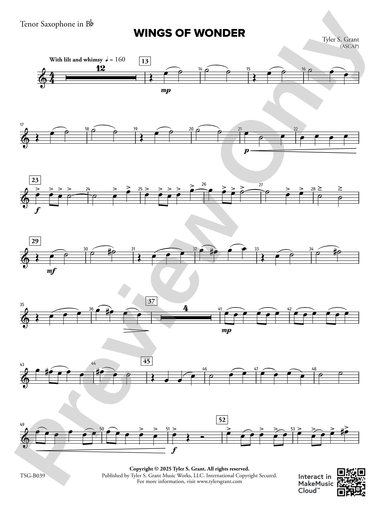 Wings of Wonder: Tenor Saxophone in B-flat