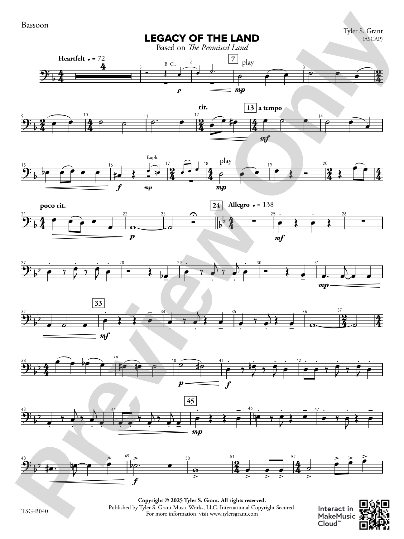 Legacy of the Land (Based on "The Promised Land"): Bassoon