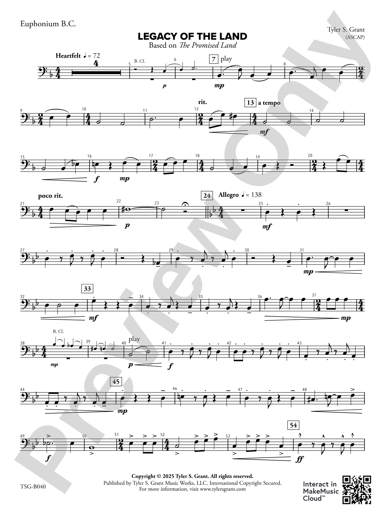 Legacy of the Land (Based on "The Promised Land"): Euphonium B.C.