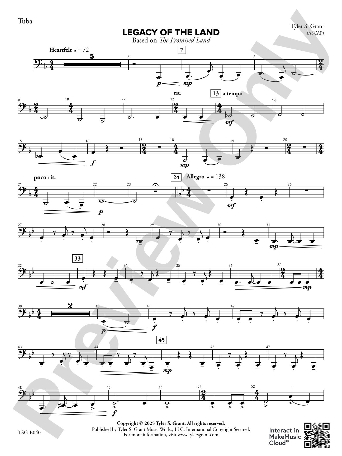 Legacy of the Land (Based on "The Promised Land"): Tuba