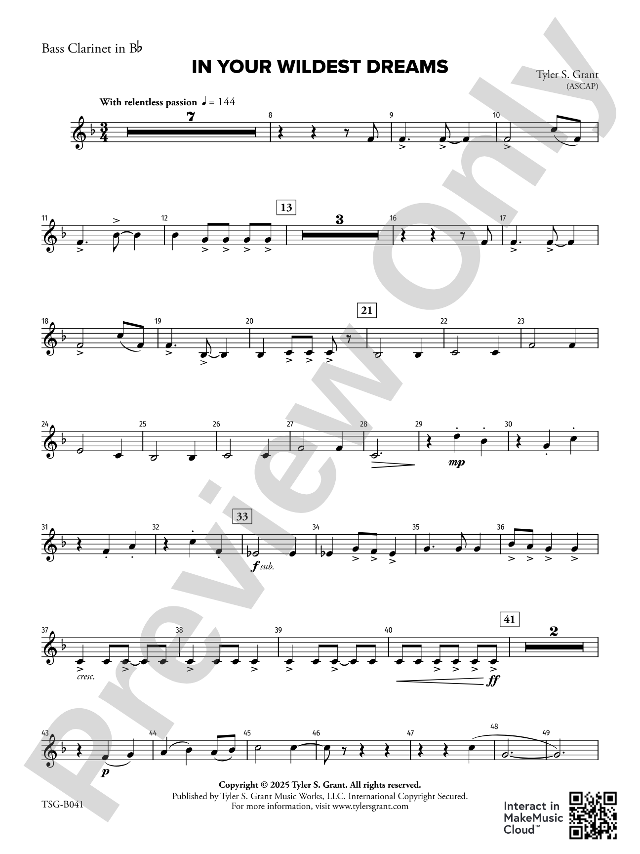 In Your Wildest Dreams: Bass Clarinet in B-flat