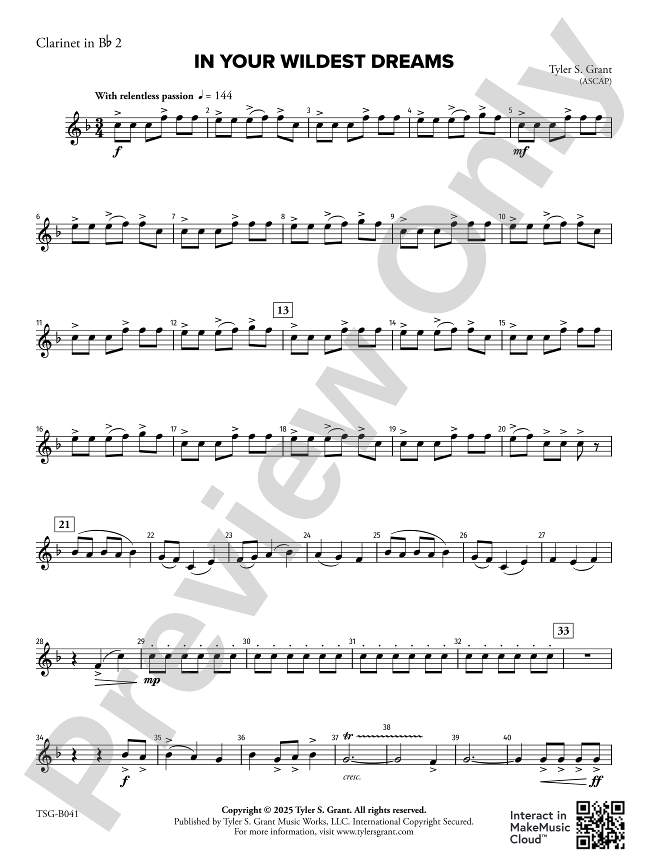 In Your Wildest Dreams: 2nd Clarinet in B-flat