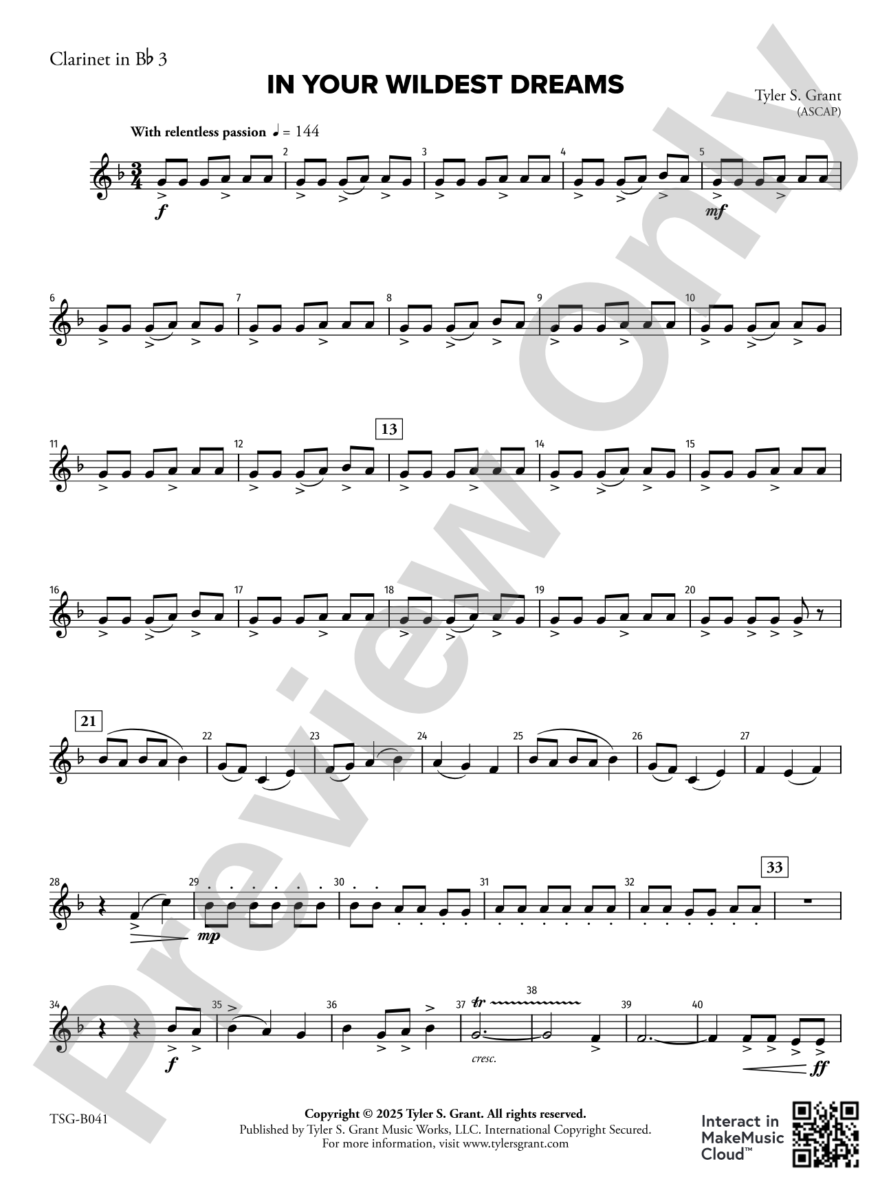 In Your Wildest Dreams: 3rd Clarinet in B-flat