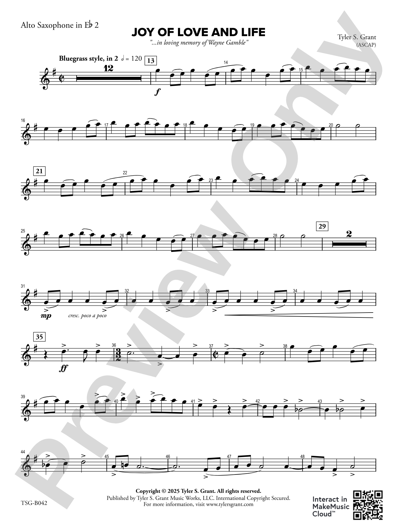 Joy of Love and Life: 2nd Alto Saxophone