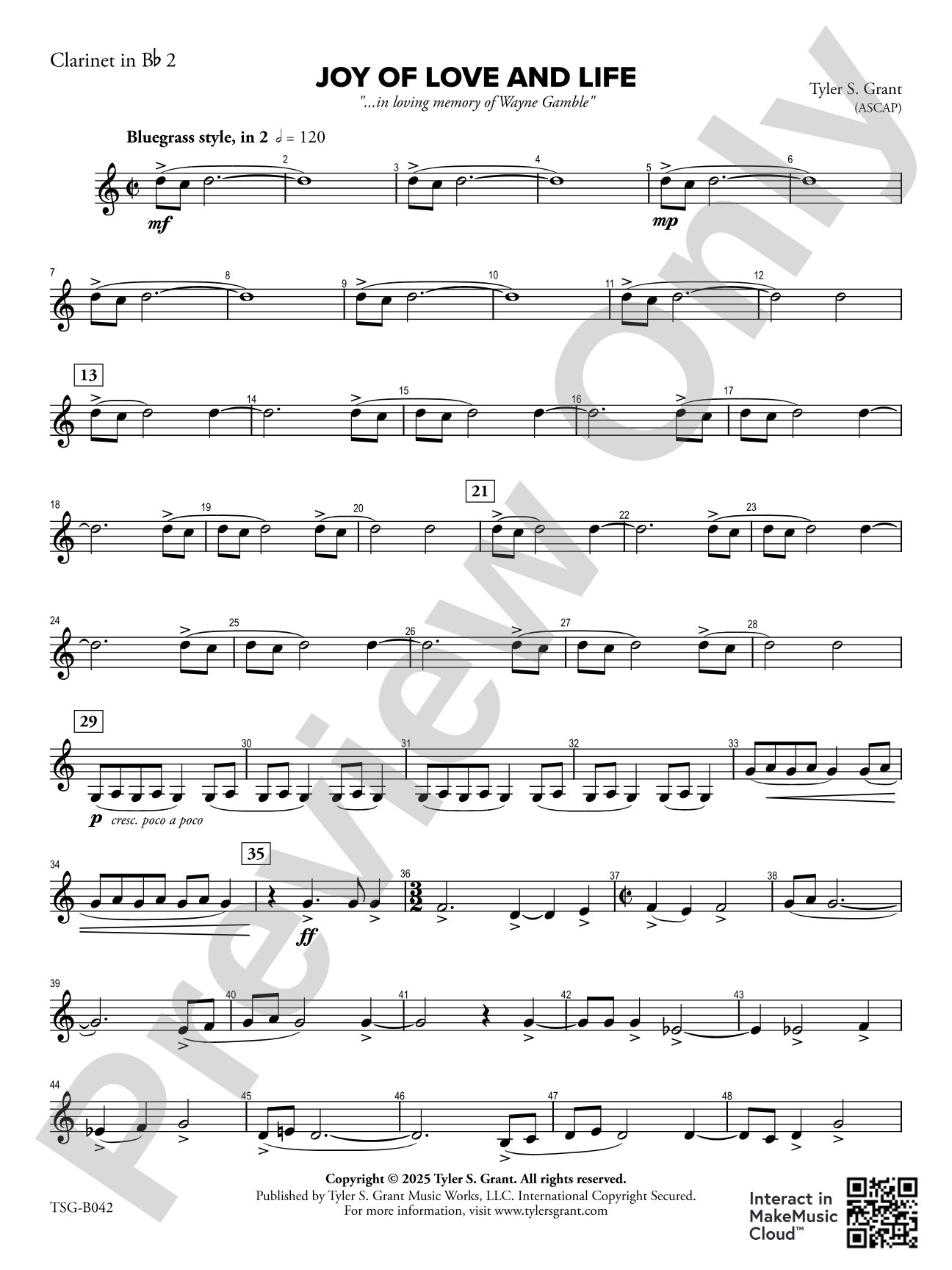 Joy of Love and Life: 2nd Clarinet in B-flat