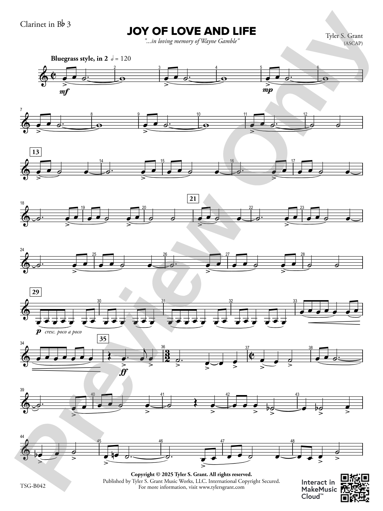 Joy of Love and Life: 3rd Clarinet in B-flat
