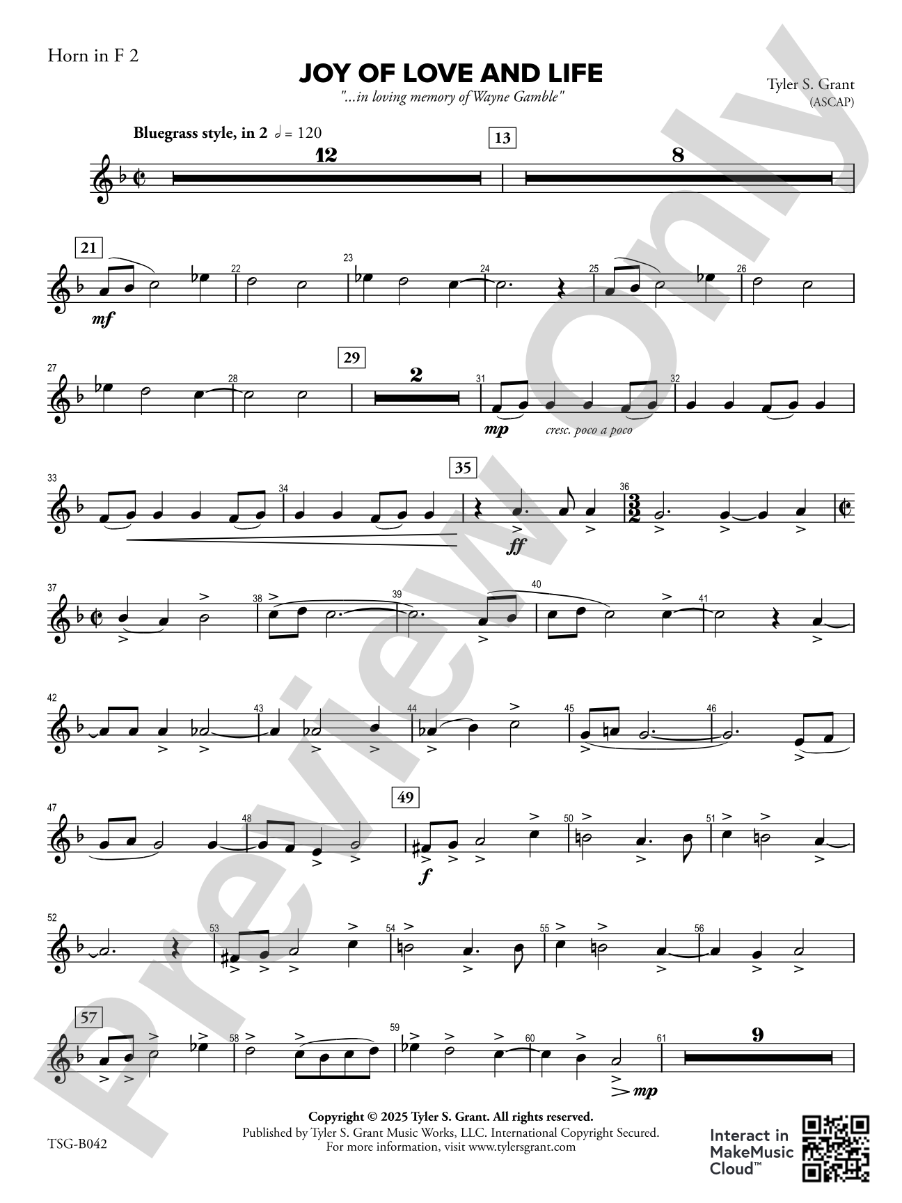 Joy of Love and Life: 2nd Horn in F