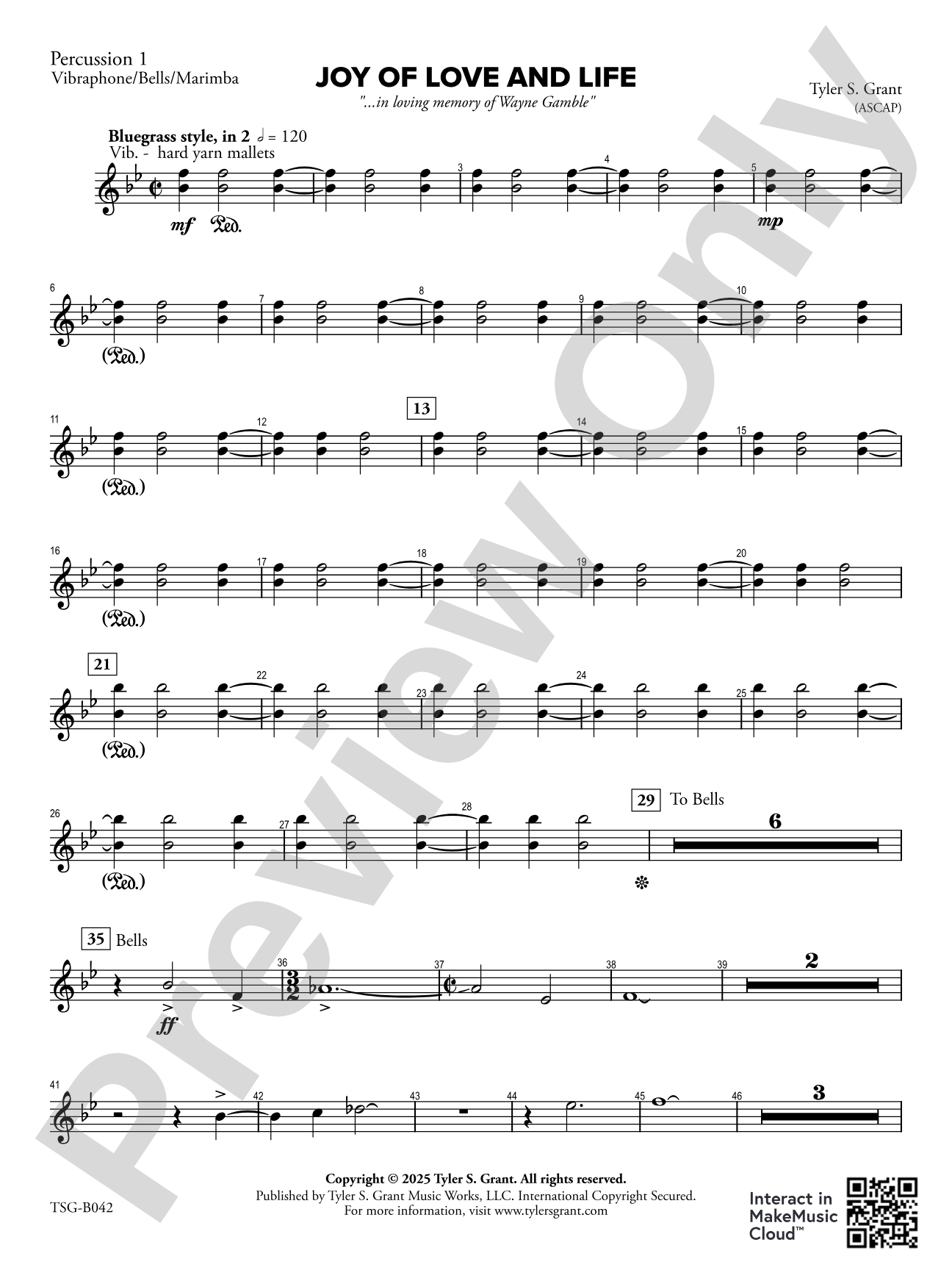 Joy of Love and Life: 1st Percussion