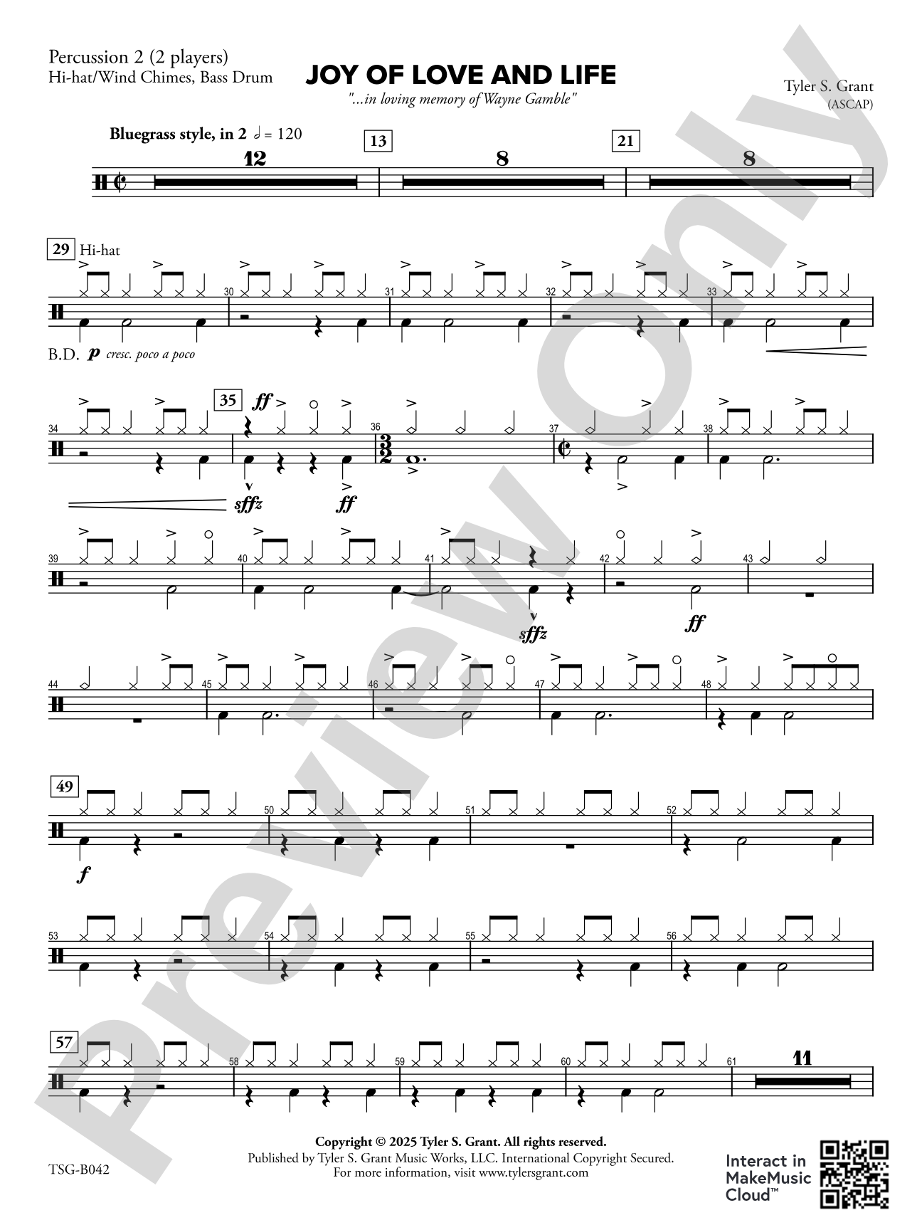 Joy of Love and Life: 2nd Percussion