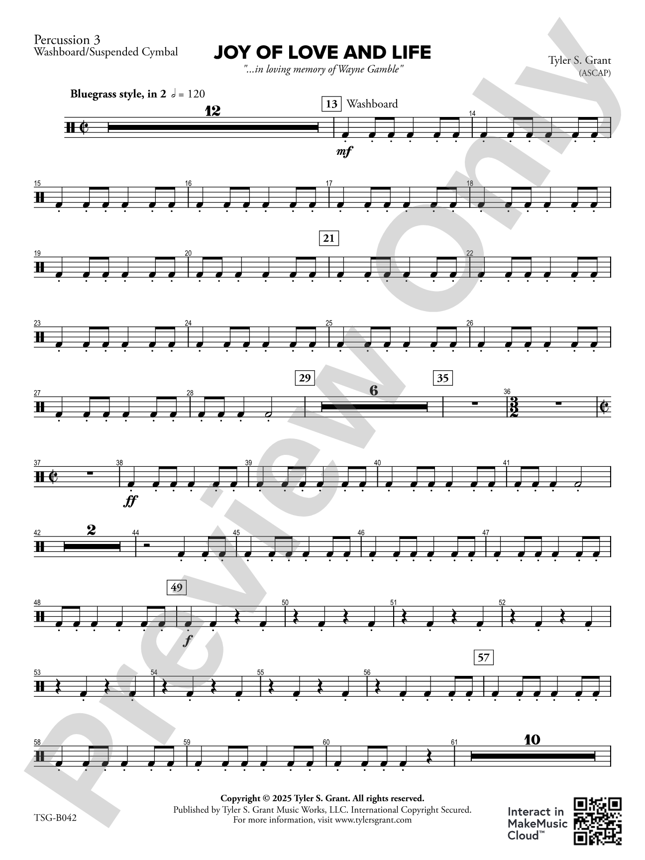 Joy of Love and Life: 3rd Percussion