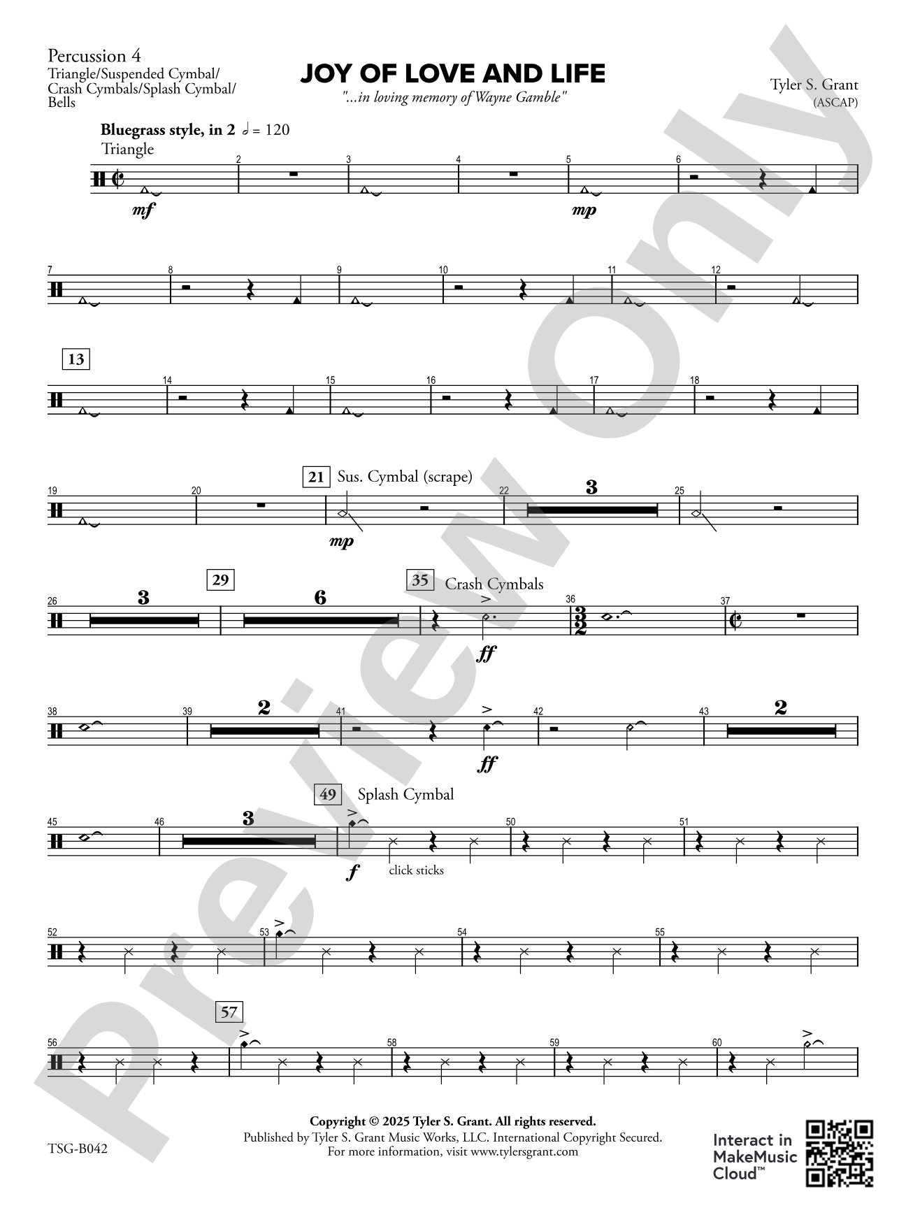 Joy of Love and Life: 4th Percussion