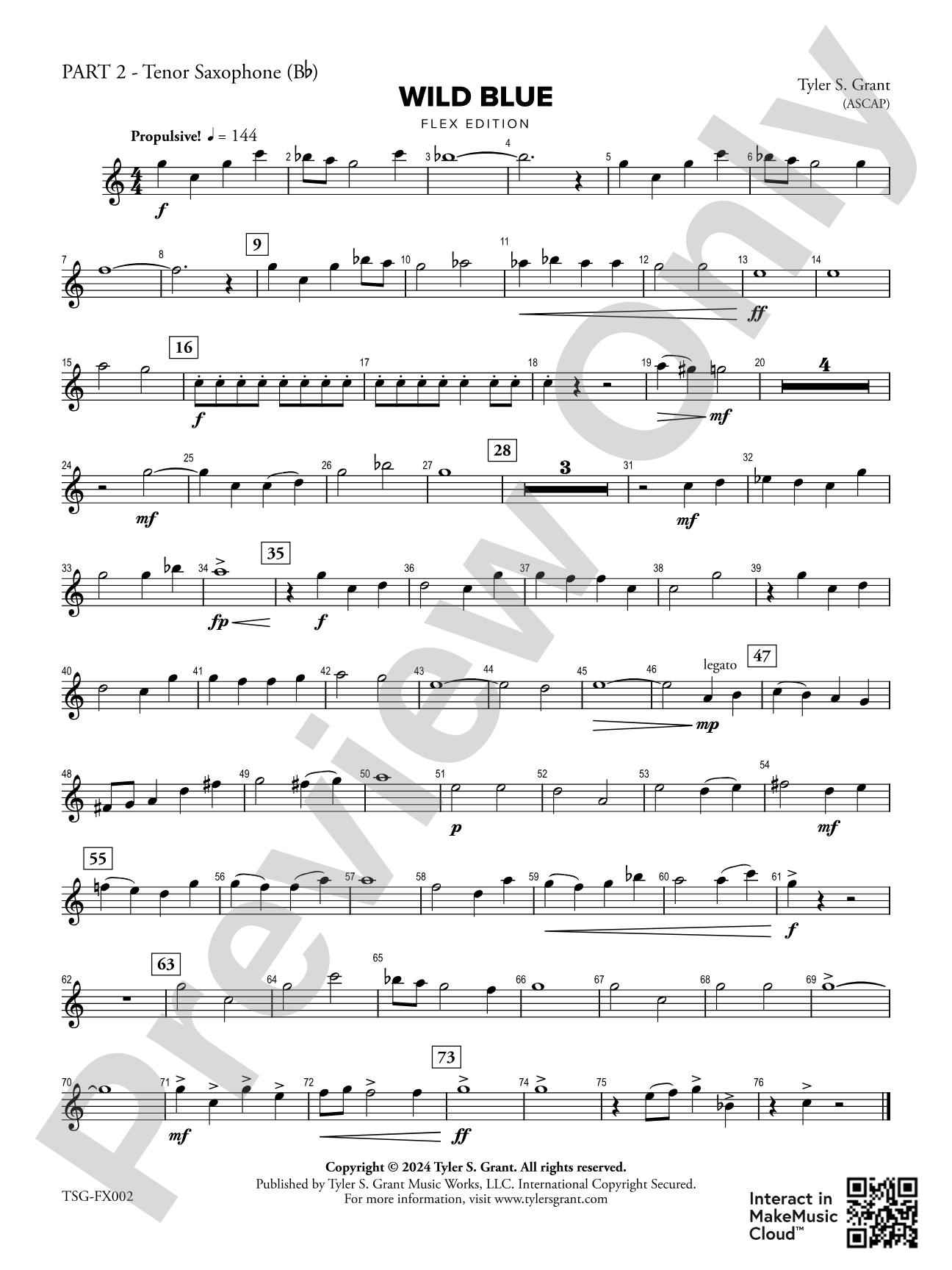 Wild Blue: Part 2 - Tenor Saxophone