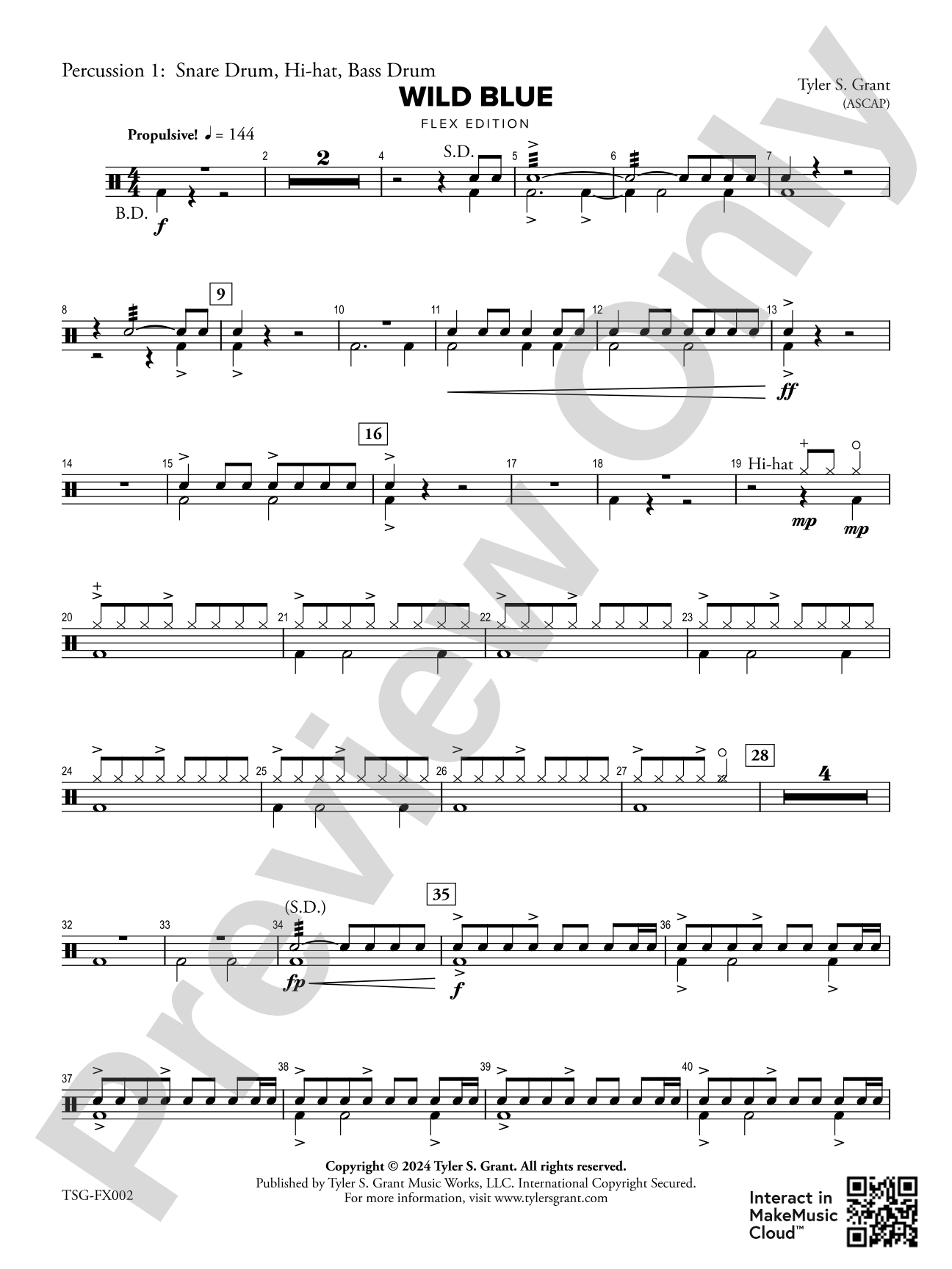 Wild Blue: 1st Percussion