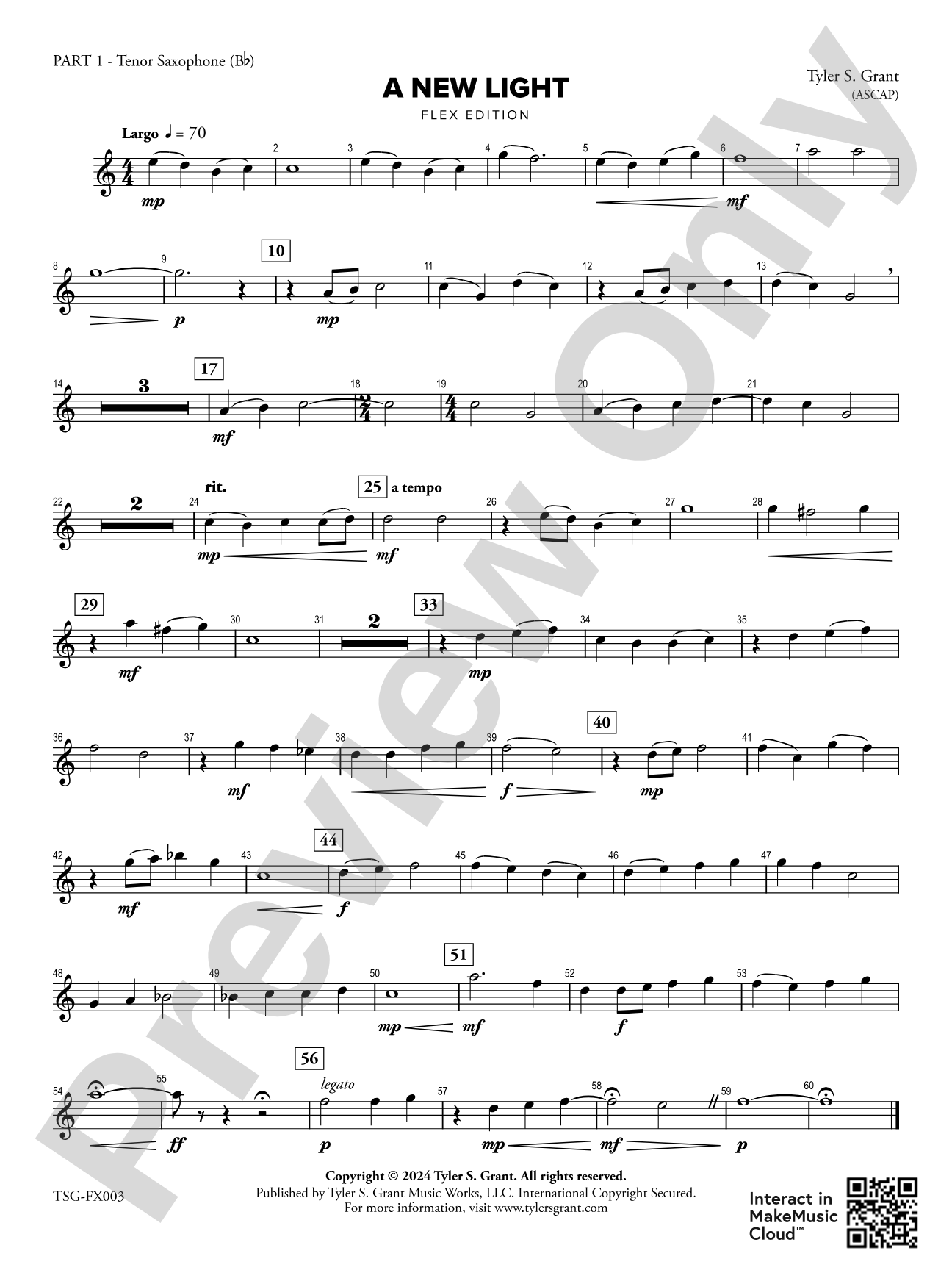 A New Light: Part 1 - Tenor Saxophone