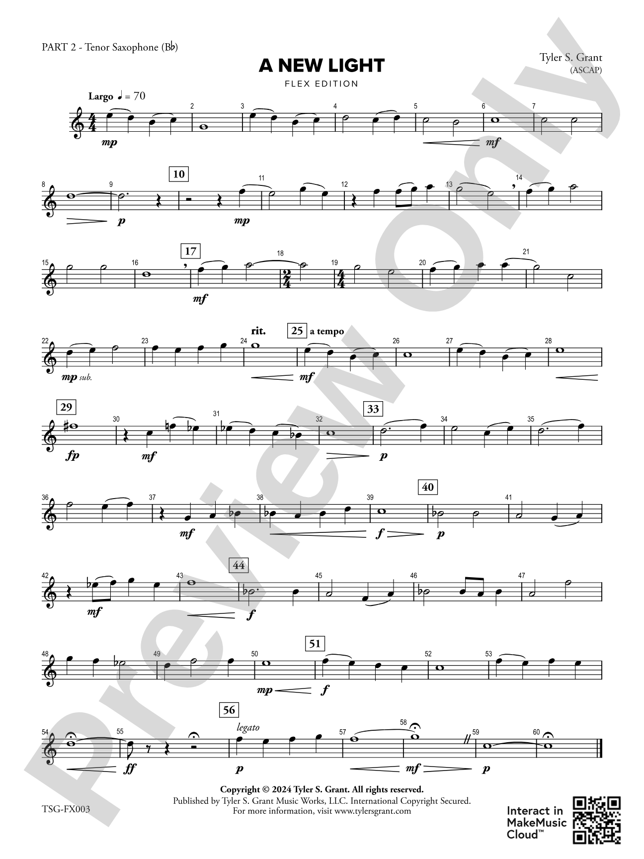 A New Light: Part 2 - Tenor Saxophone