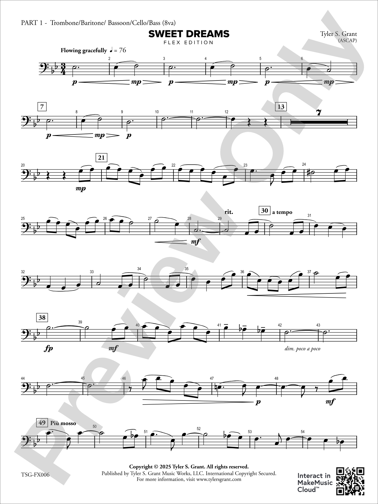 Sweet Dreams: Part 1 - Trombone/Baritone/Bassoon/Cello/Bass (8va)
