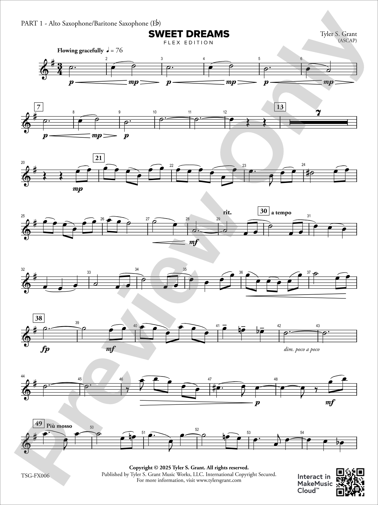 Sweet Dreams: Part 1 - Alto Saxophone/Baritone Saxophone (E-flat)