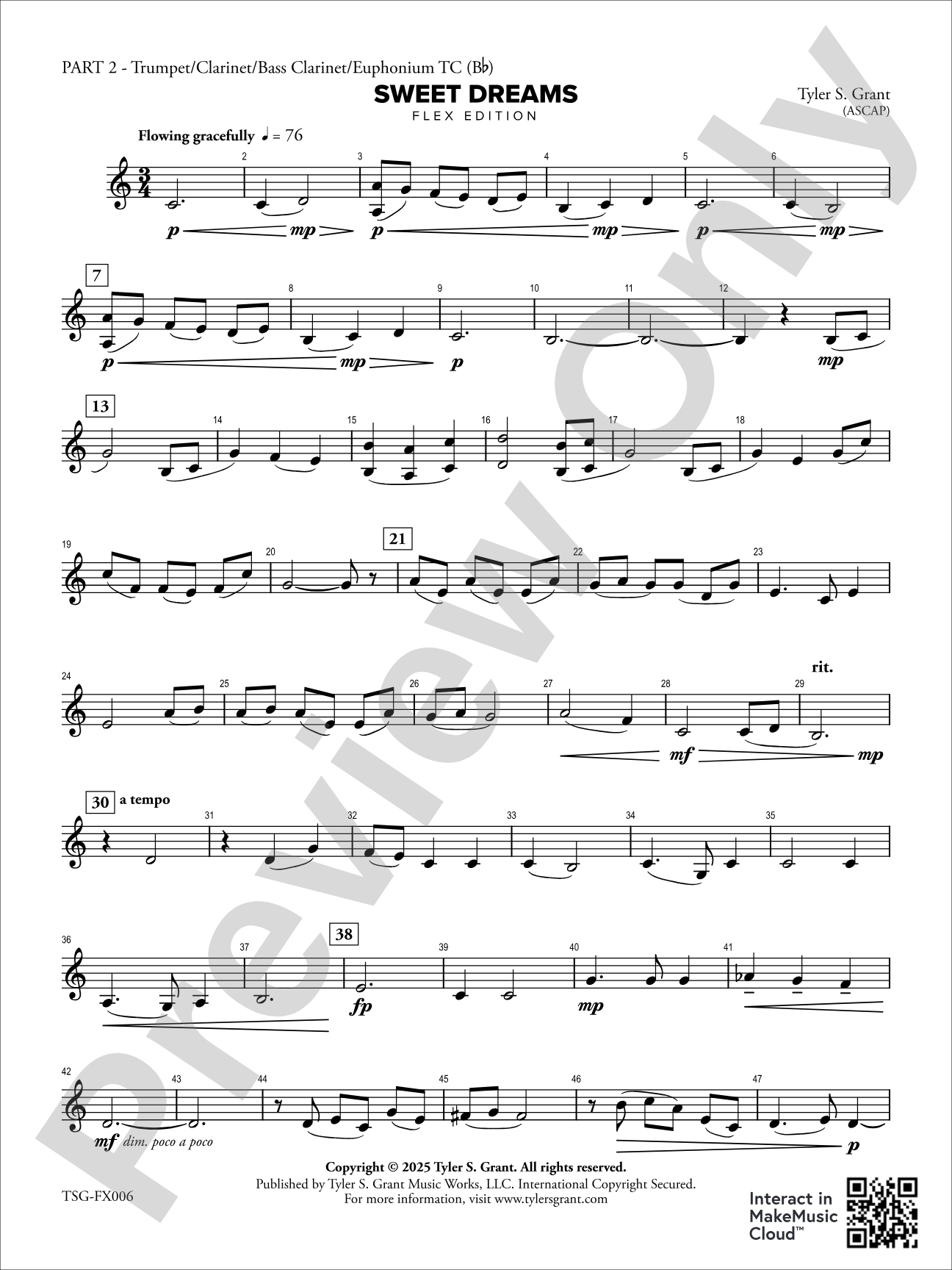 Sweet Dreams: Part 2 - Trumpet/Clarinet/Bass Clarinet/Euphonium T.C. (B-flat)