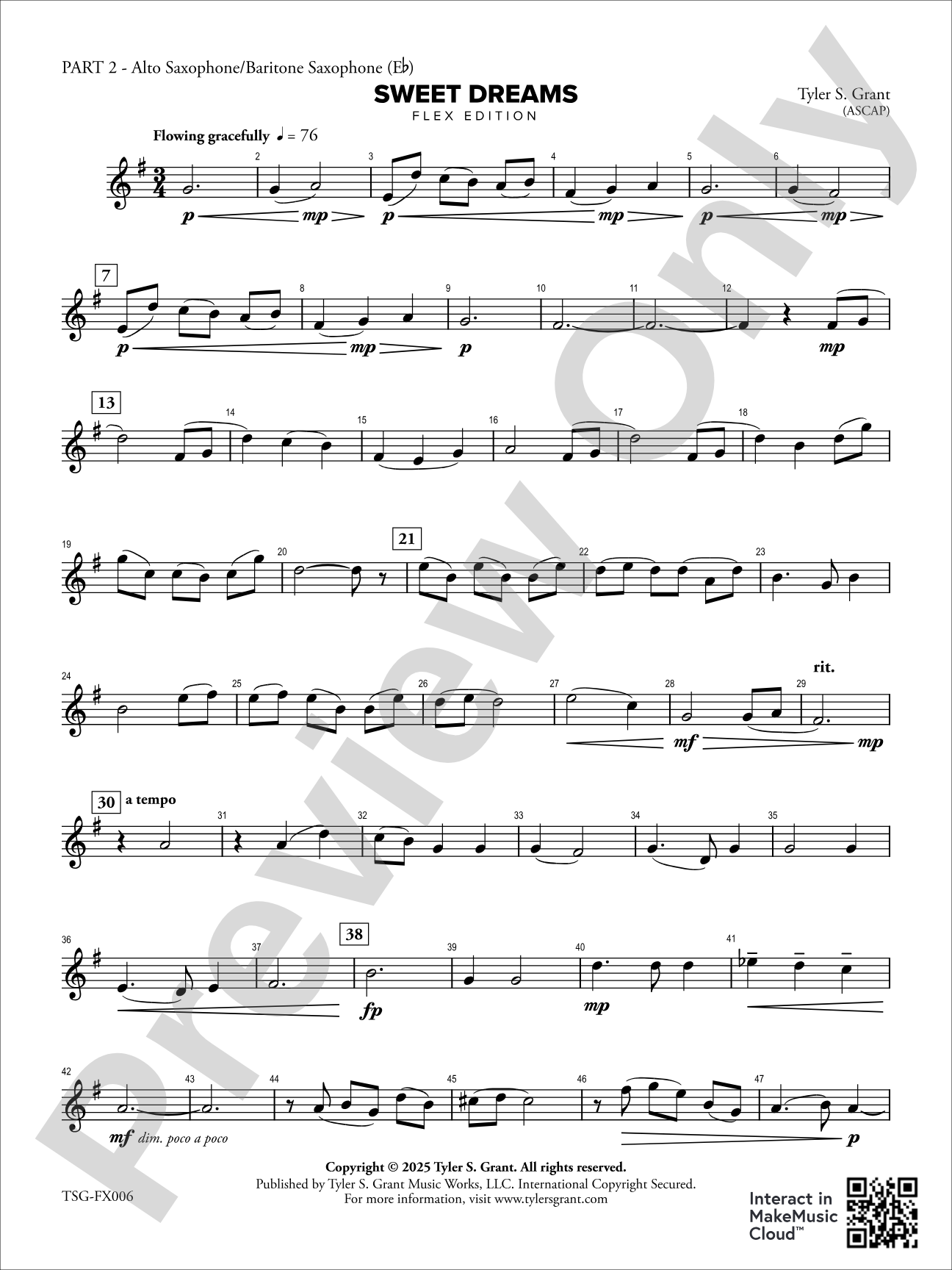 Sweet Dreams: Part 2 - Alto Saxophone/Baritone Saxophone (E-flat)