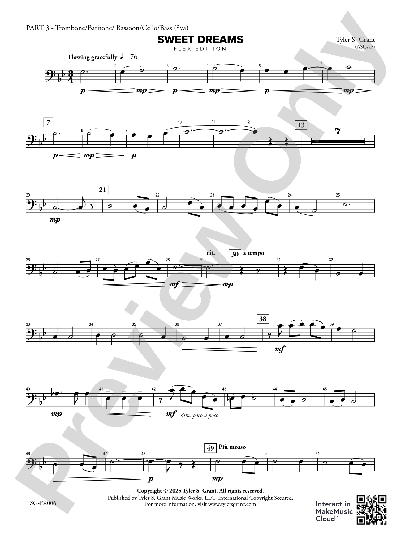 Sweet Dreams: Part 3 - Trombone/Baritone/Bassoon/Cello/Bass (8va)