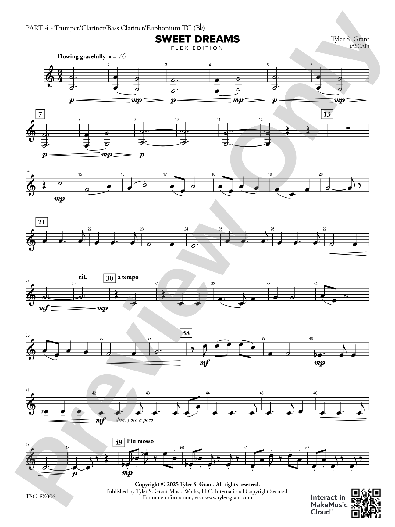 Sweet Dreams: Part 4 - Trumpet/Clarinet/Bass Clarinet/Euphonium T.C. (B-flat)