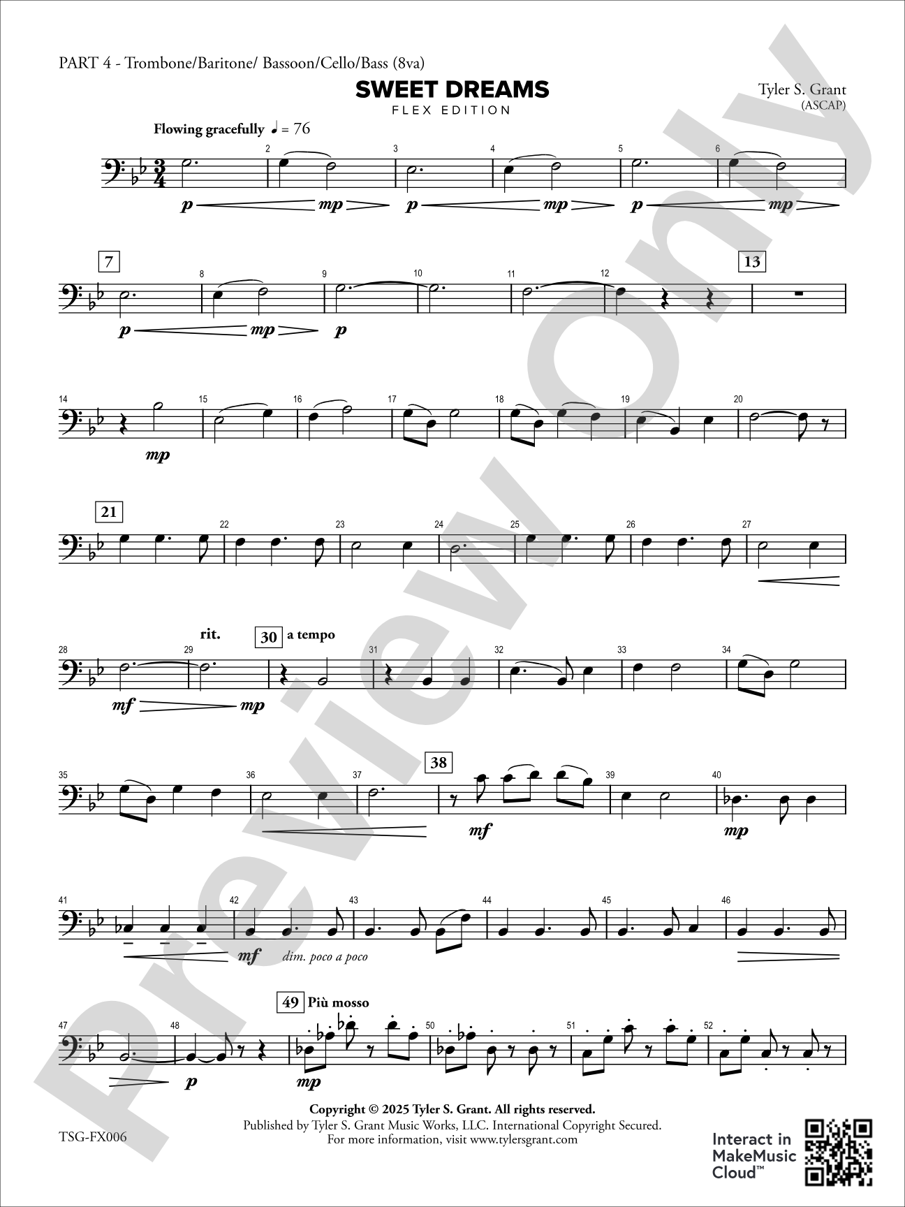 Sweet Dreams: Part 4 - Trombone/Baritone/Bassoon/Cello/Bass (8va)