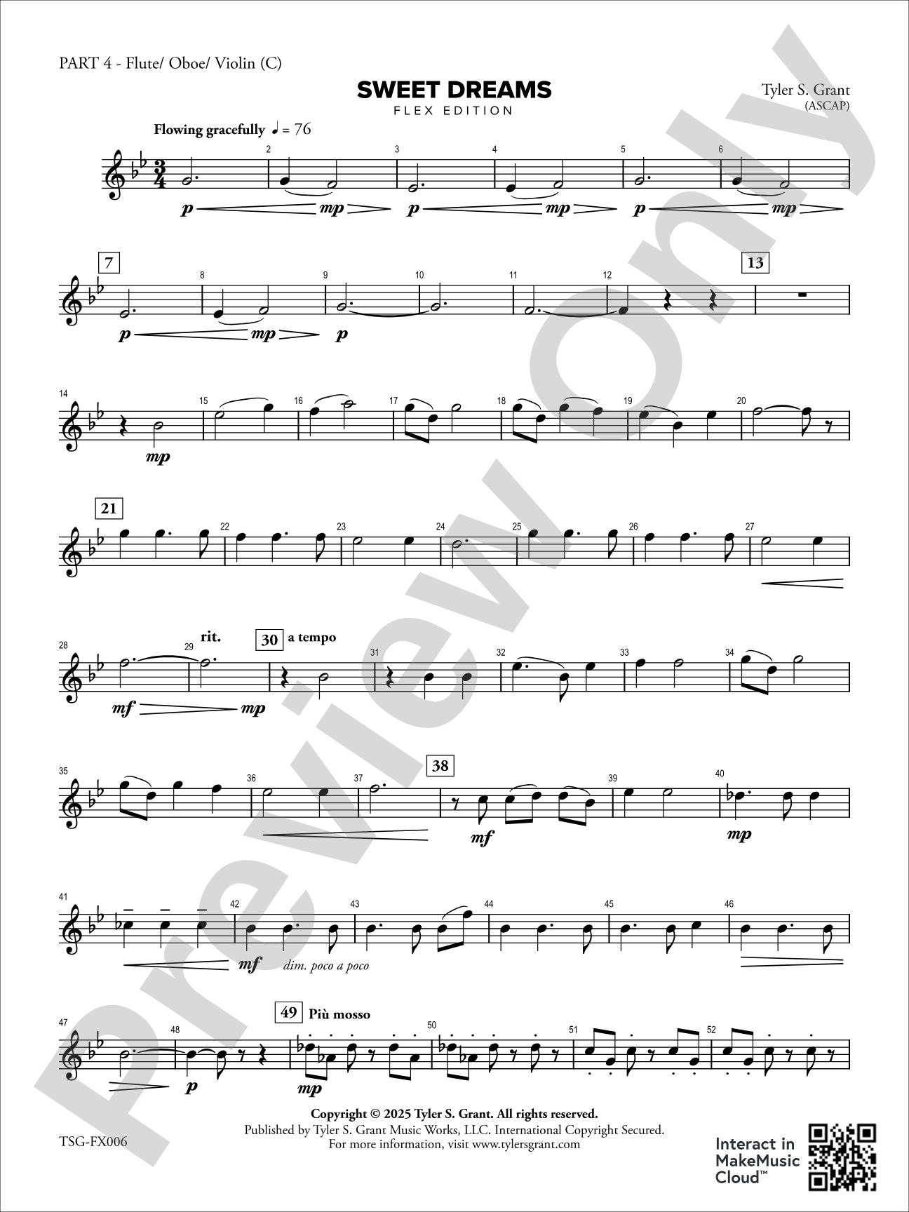Sweet Dreams: Part 4 - Flute/Oboe/Violin (C)