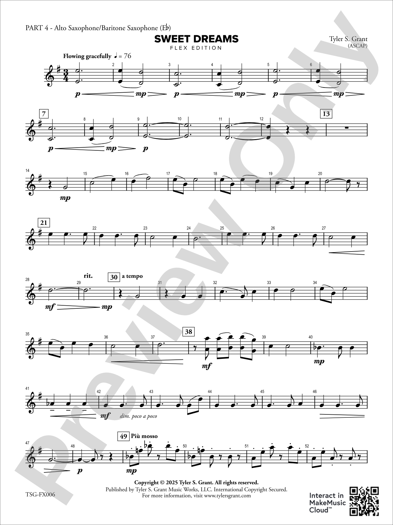 Sweet Dreams: Part 4 - Alto Saxophone/Baritone Saxophone (E-flat)