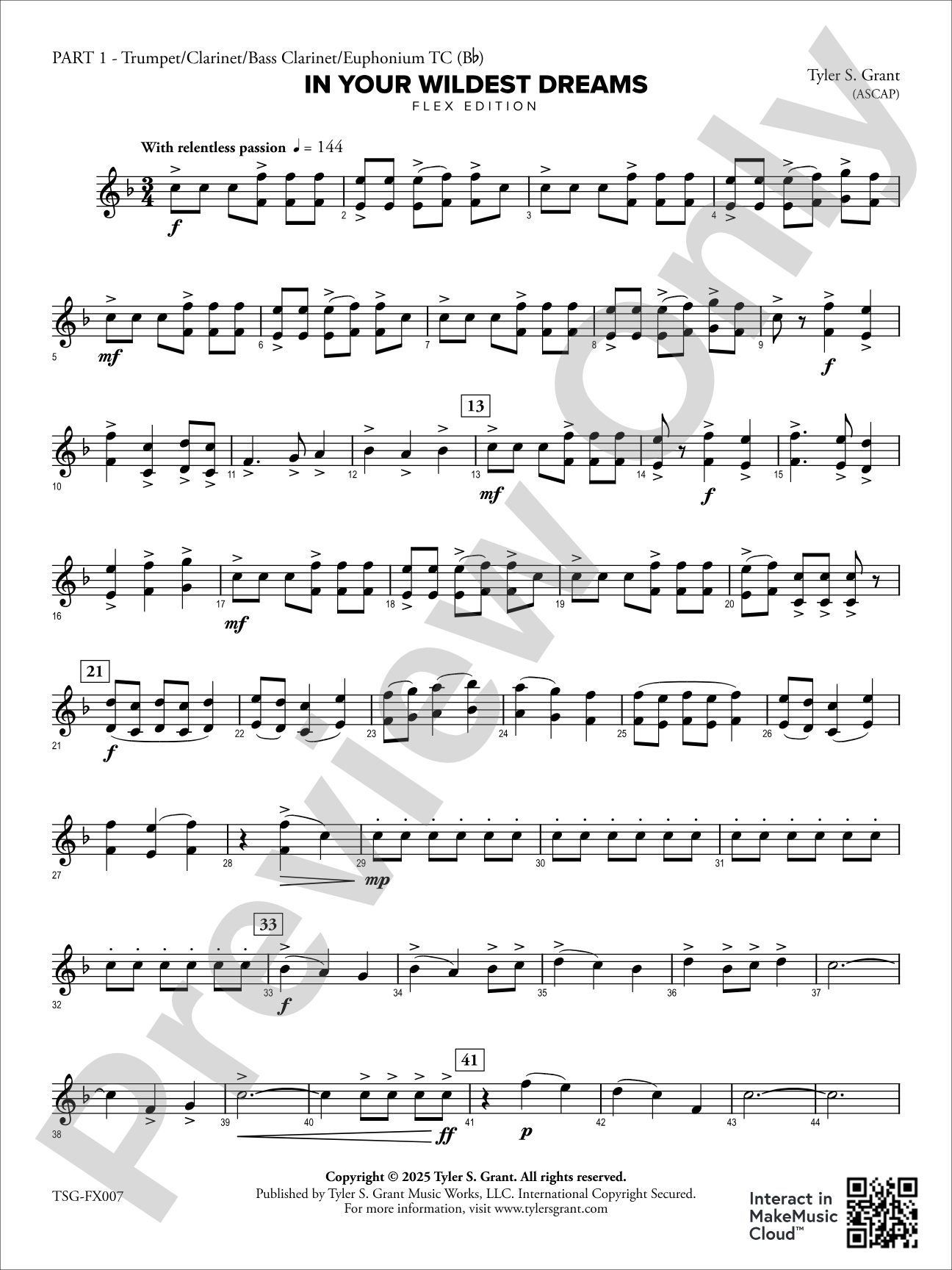 In Your Wildest Dreams: Part 1 - Trumpet/Clarinet/Bass Clarinet/Euphonium TC (B-flat)