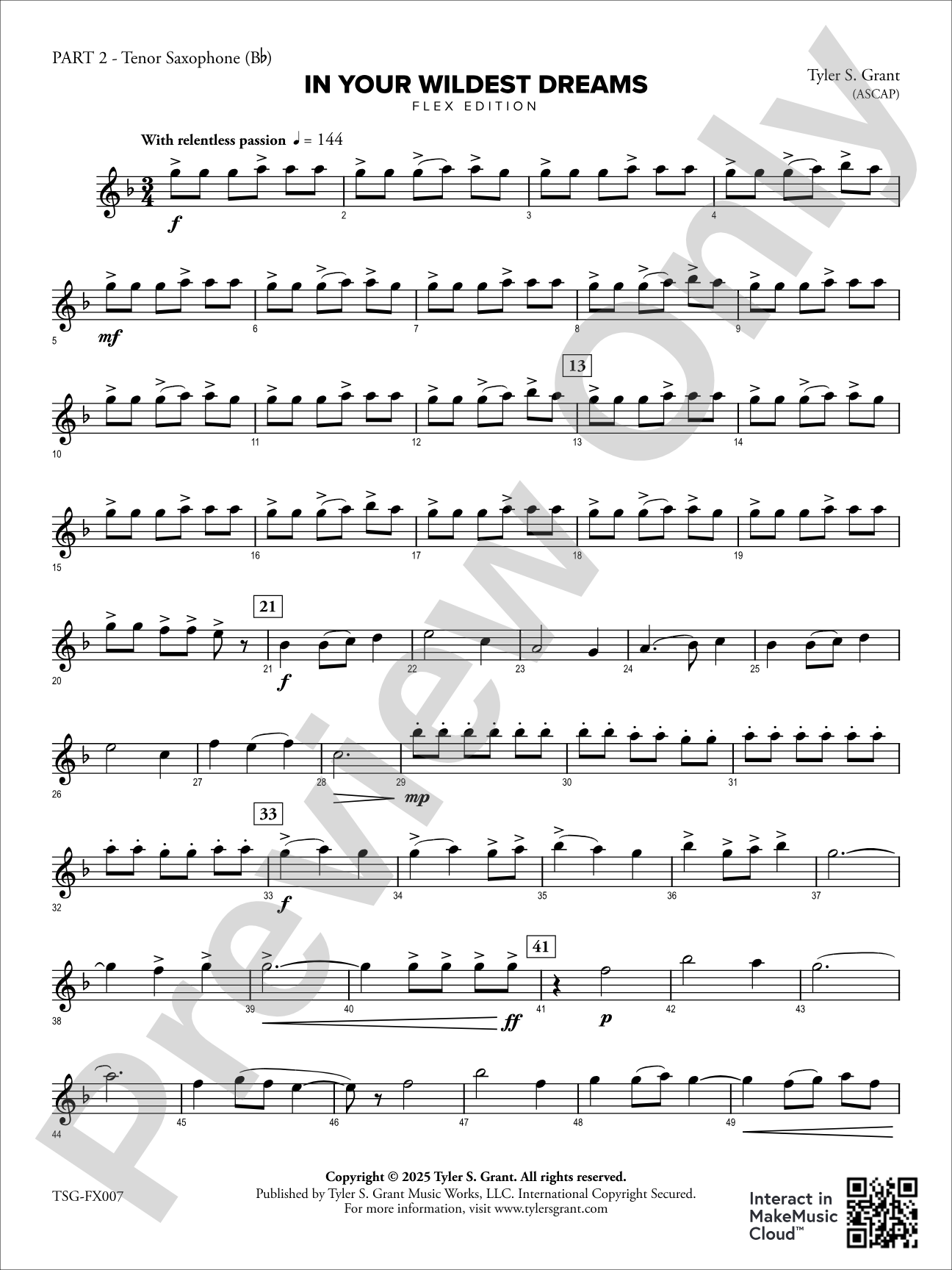 In Your Wildest Dreams: Part 2 - Tenor Saxohpone (B-flat)