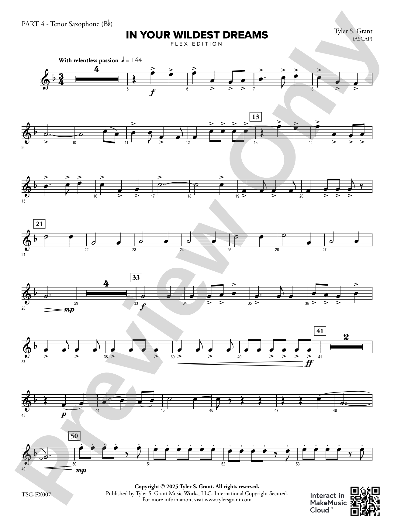 In Your Wildest Dreams: Part 4 - Tenor Saxophone (B-flat)