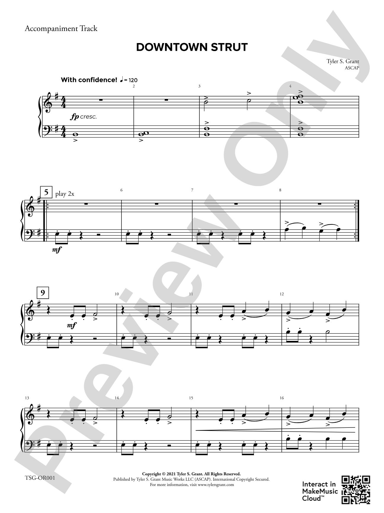 Downtown Strut: Piano Accompaniment