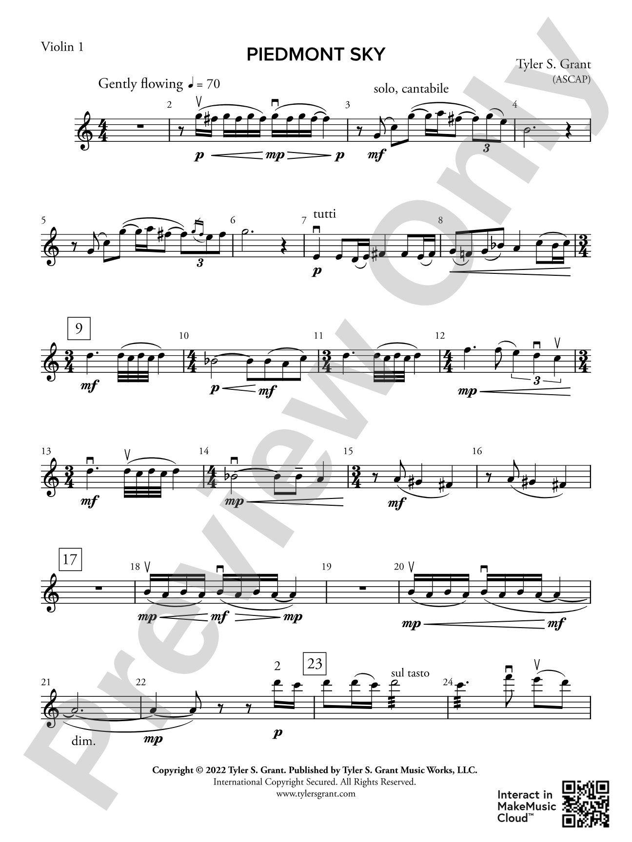 Piedmont Sky: 1st Violin