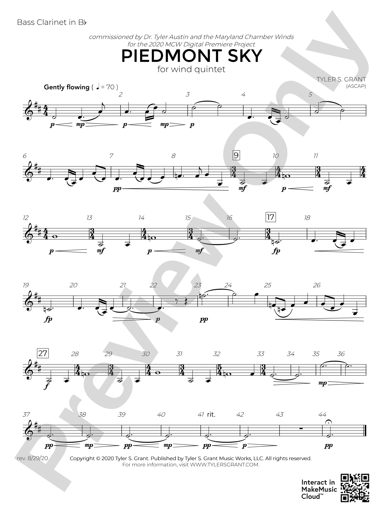 Piedmont Sky: Bass Clarinet