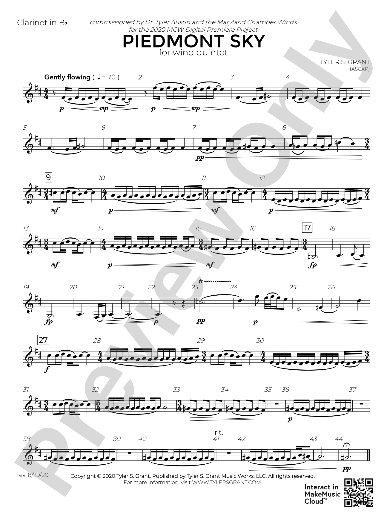 Piedmont Sky: 1st B-flat Clarinet
