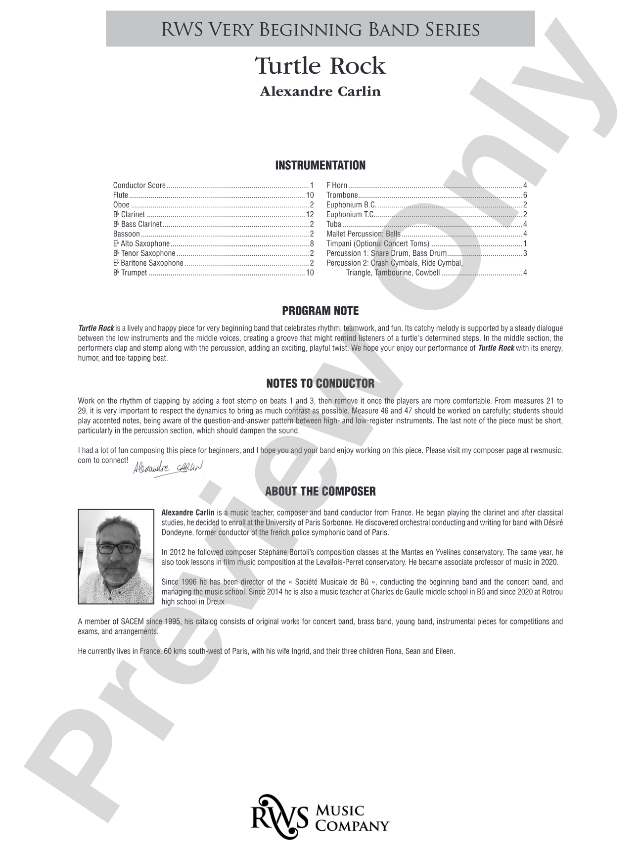 Turtle Rock: Concert Band Conductor Score & Parts