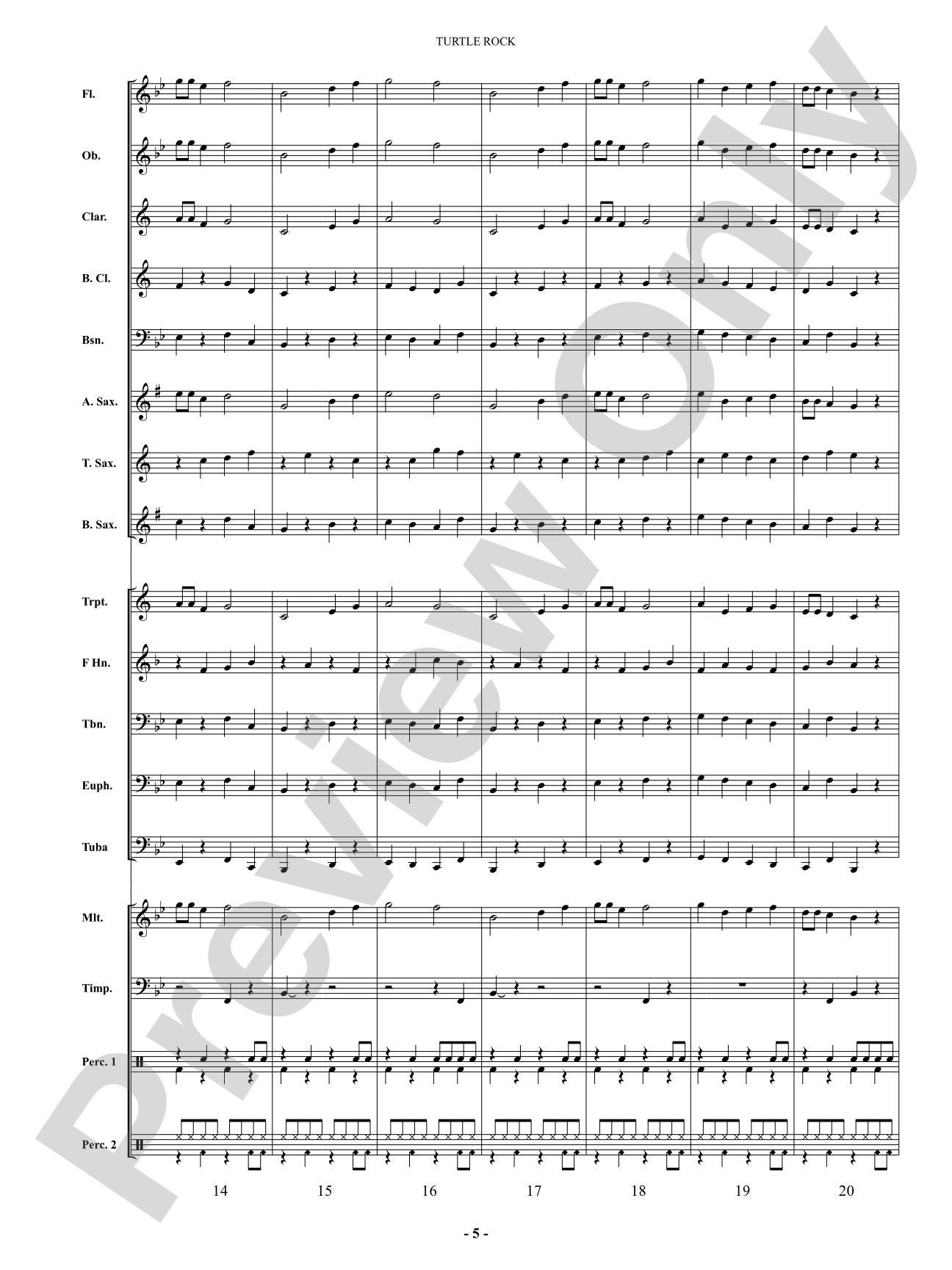Turtle Rock: Concert Band Conductor Score & Parts