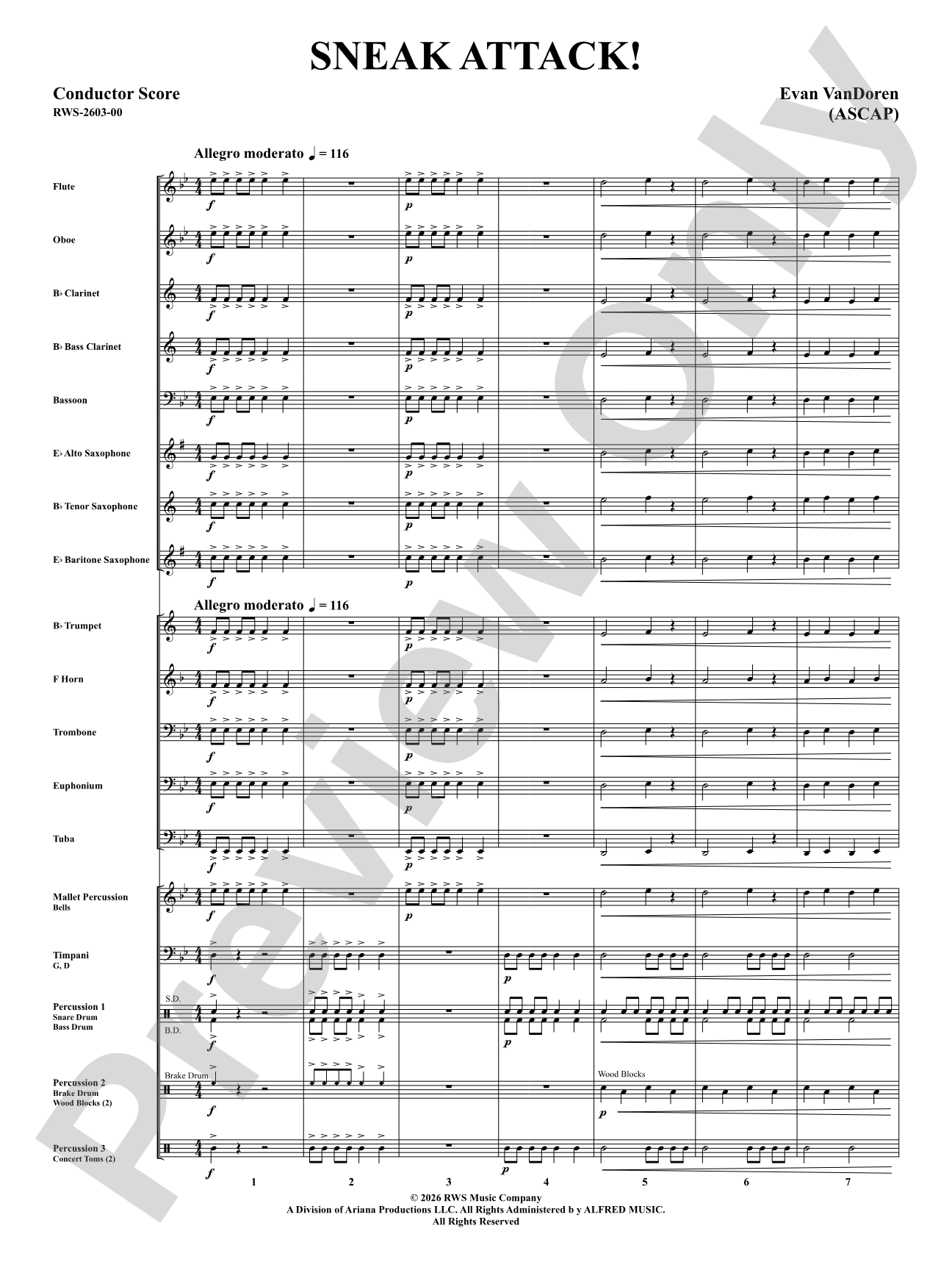 Sneak Attack: Concert Band Conductor Score & Parts