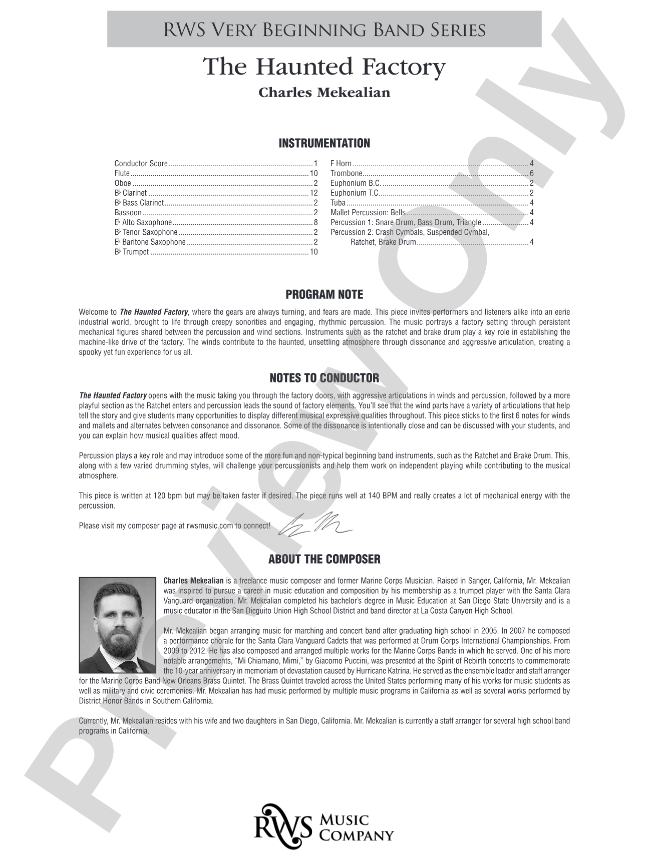 The Haunted Factory: Concert Band Conductor Score & Parts