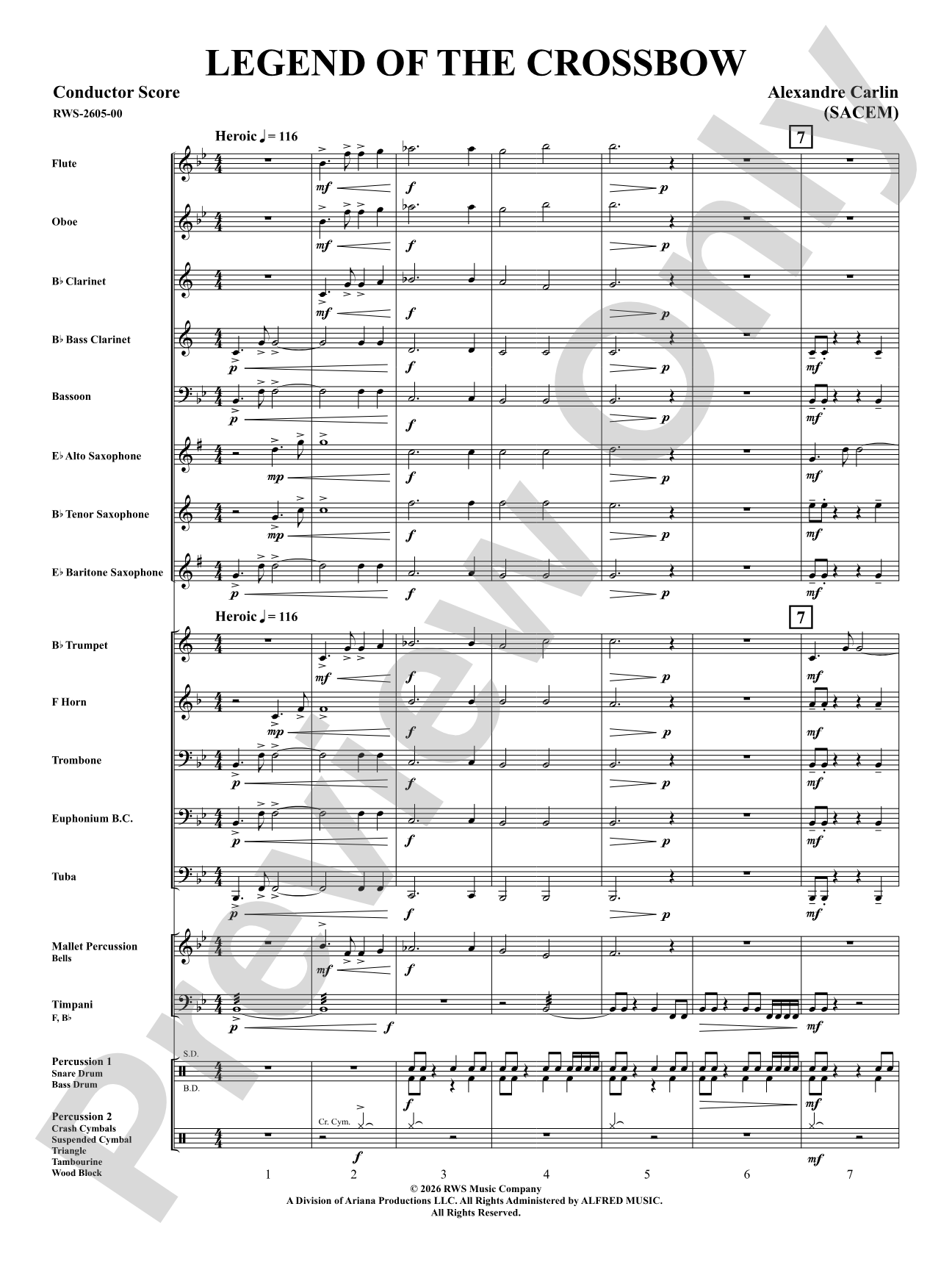 Legend of the Crossbow: Concert Band Conductor Score & Parts