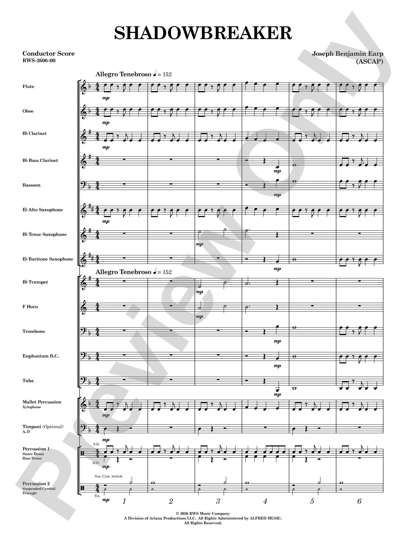 Shadowbreaker: Concert Band Conductor Score & Parts