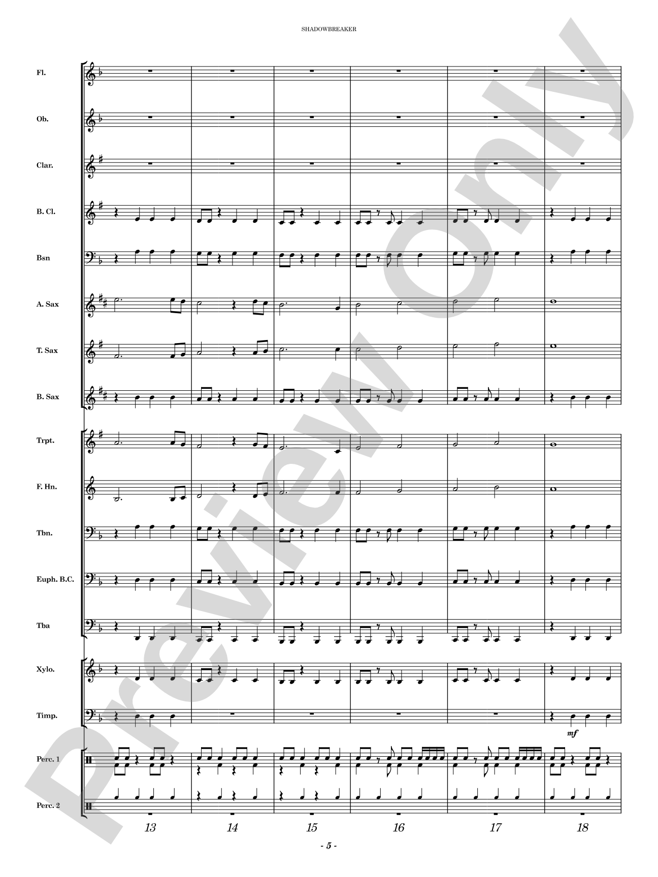 Shadowbreaker: Concert Band Conductor Score & Parts