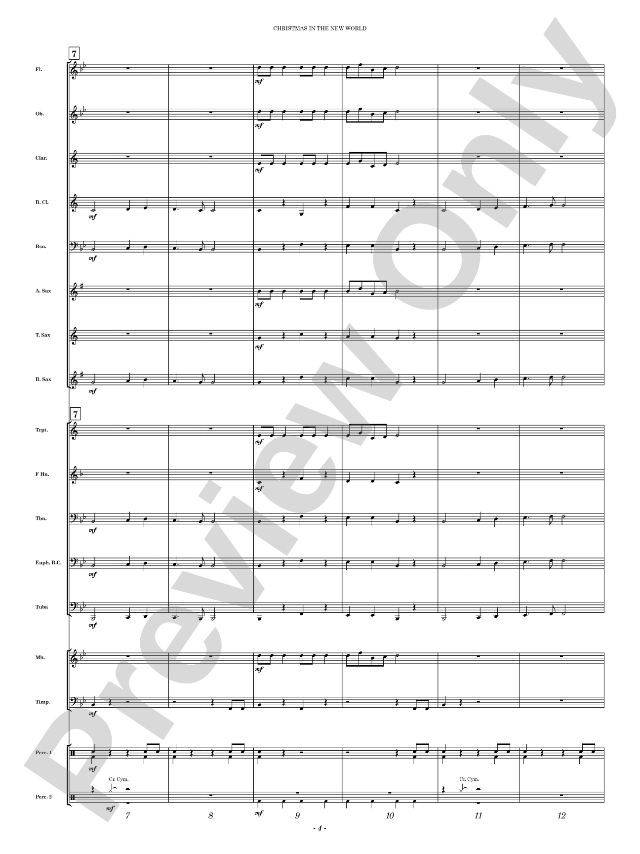 Christmas in the New World: Concert Band Conductor Score & Parts