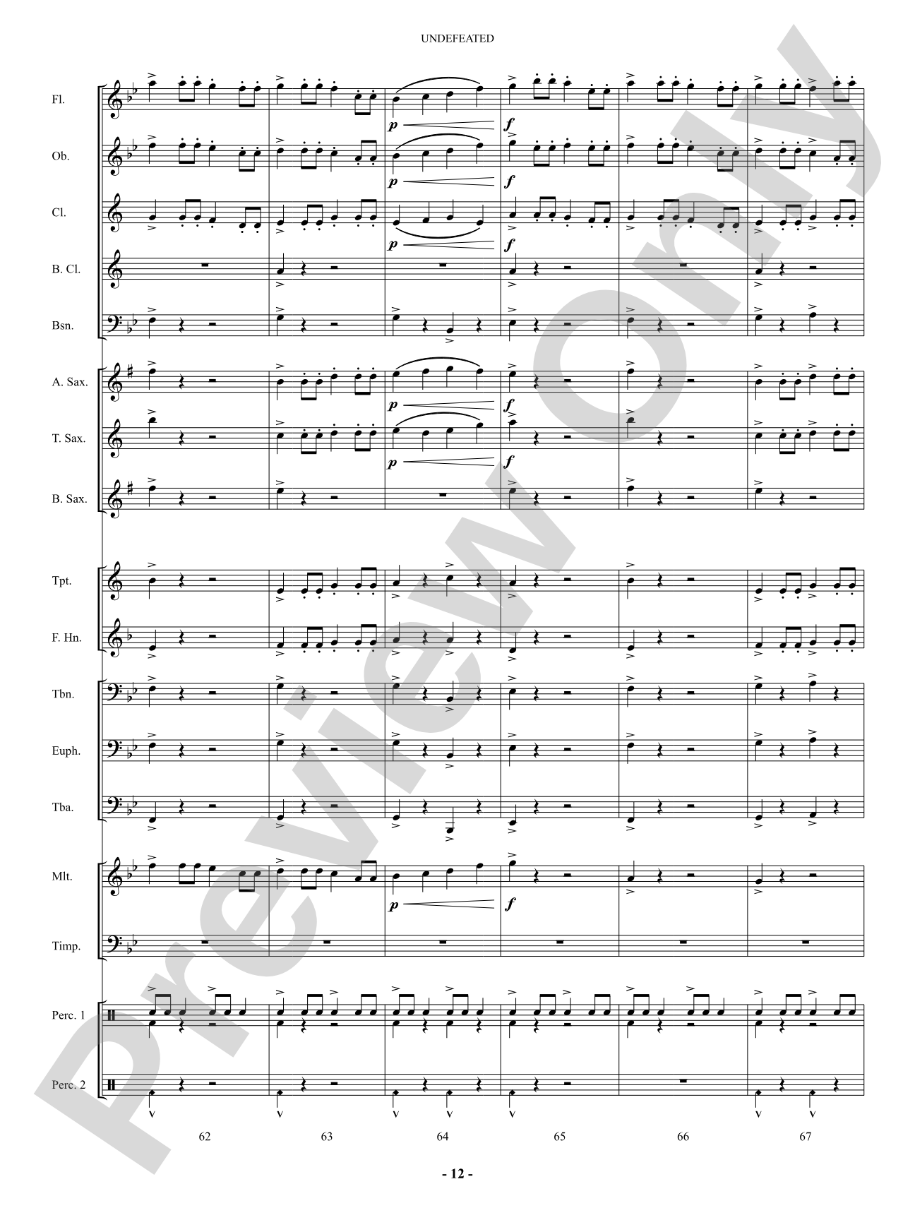 Undefeated: Concert Band Conductor Score & Parts