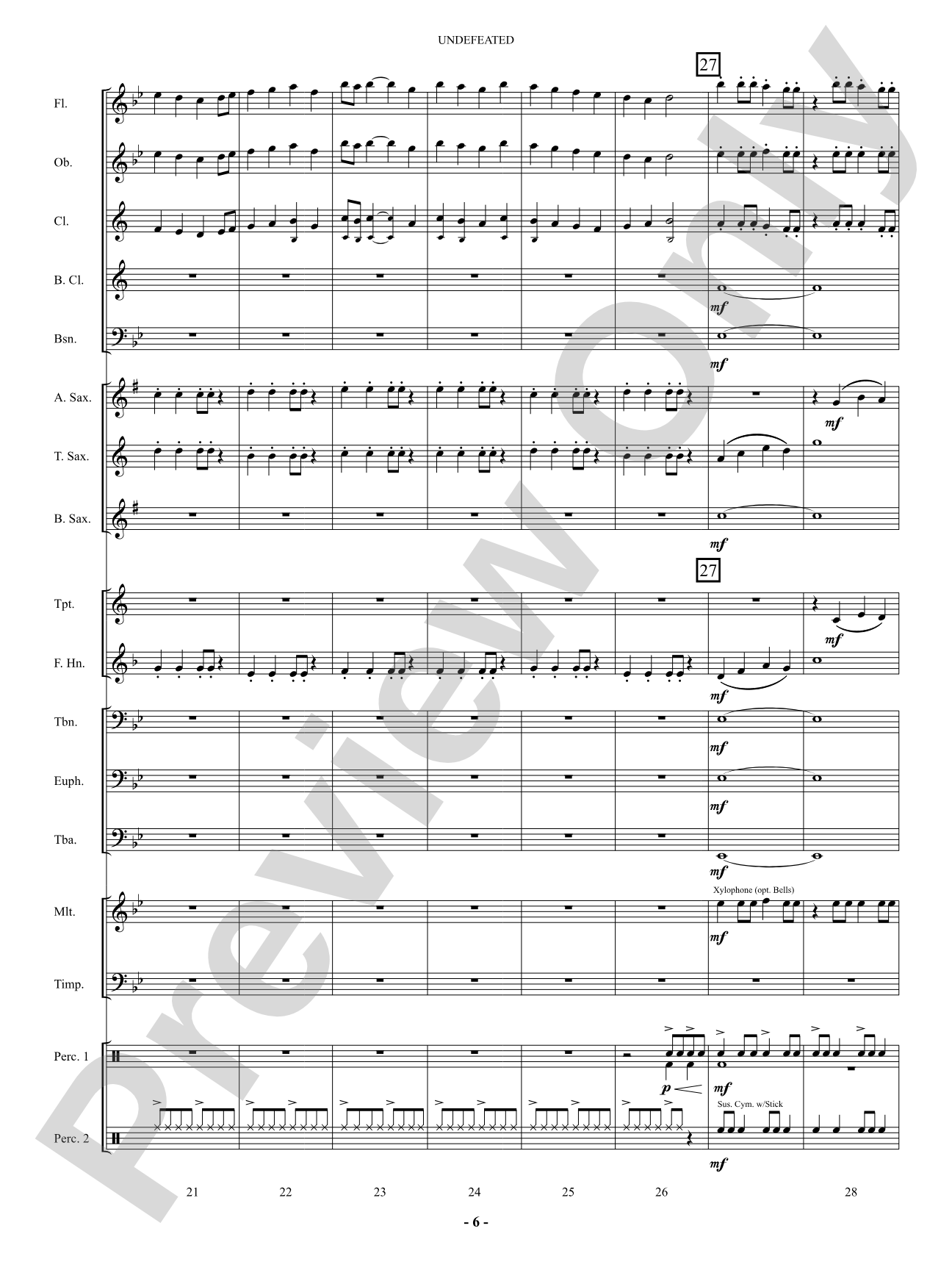 Undefeated: Concert Band Conductor Score & Parts