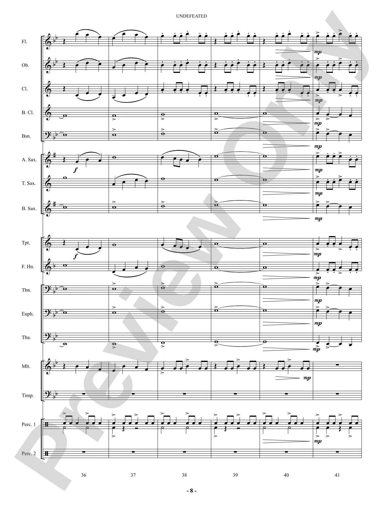 Undefeated: Concert Band Conductor Score & Parts